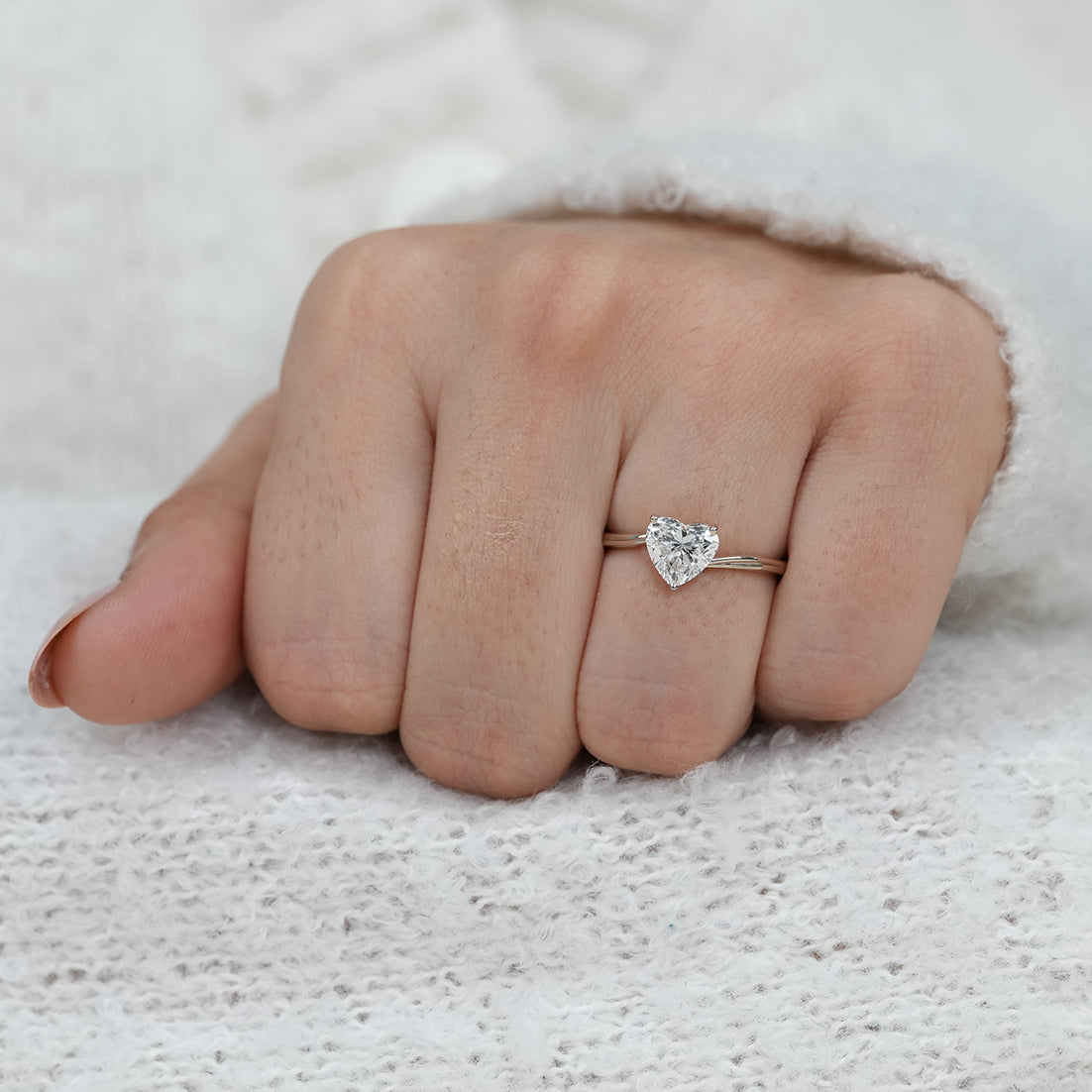 Heart Cut Lab Grown Diamond Solitaire Engagement Ring