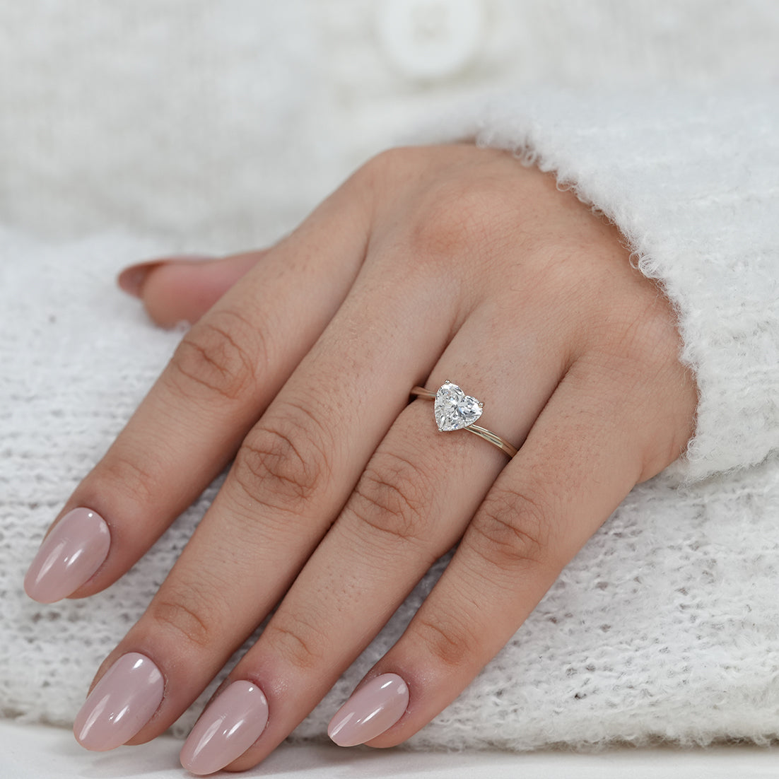 Heart Cut Lab Grown Diamond Solitaire Engagement Ring