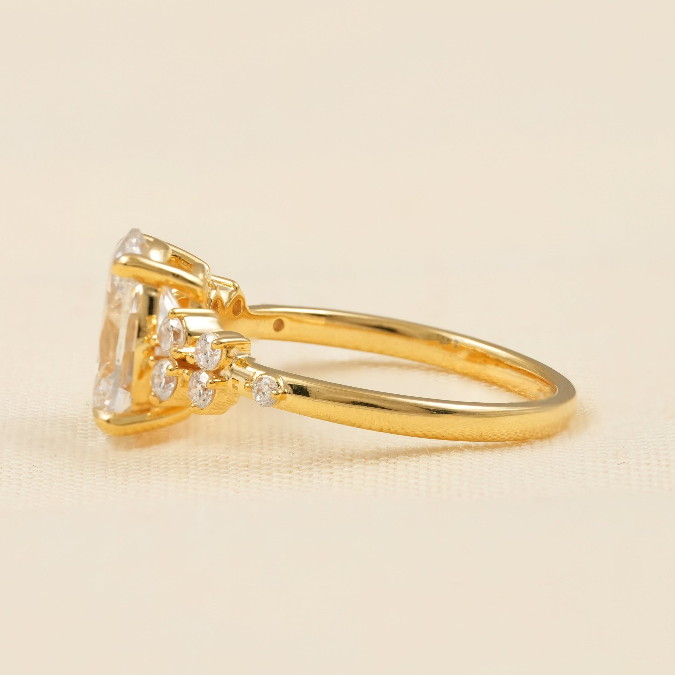 Floral Inspired Oval Cut Lab Diamond Cluster Engagement Ring