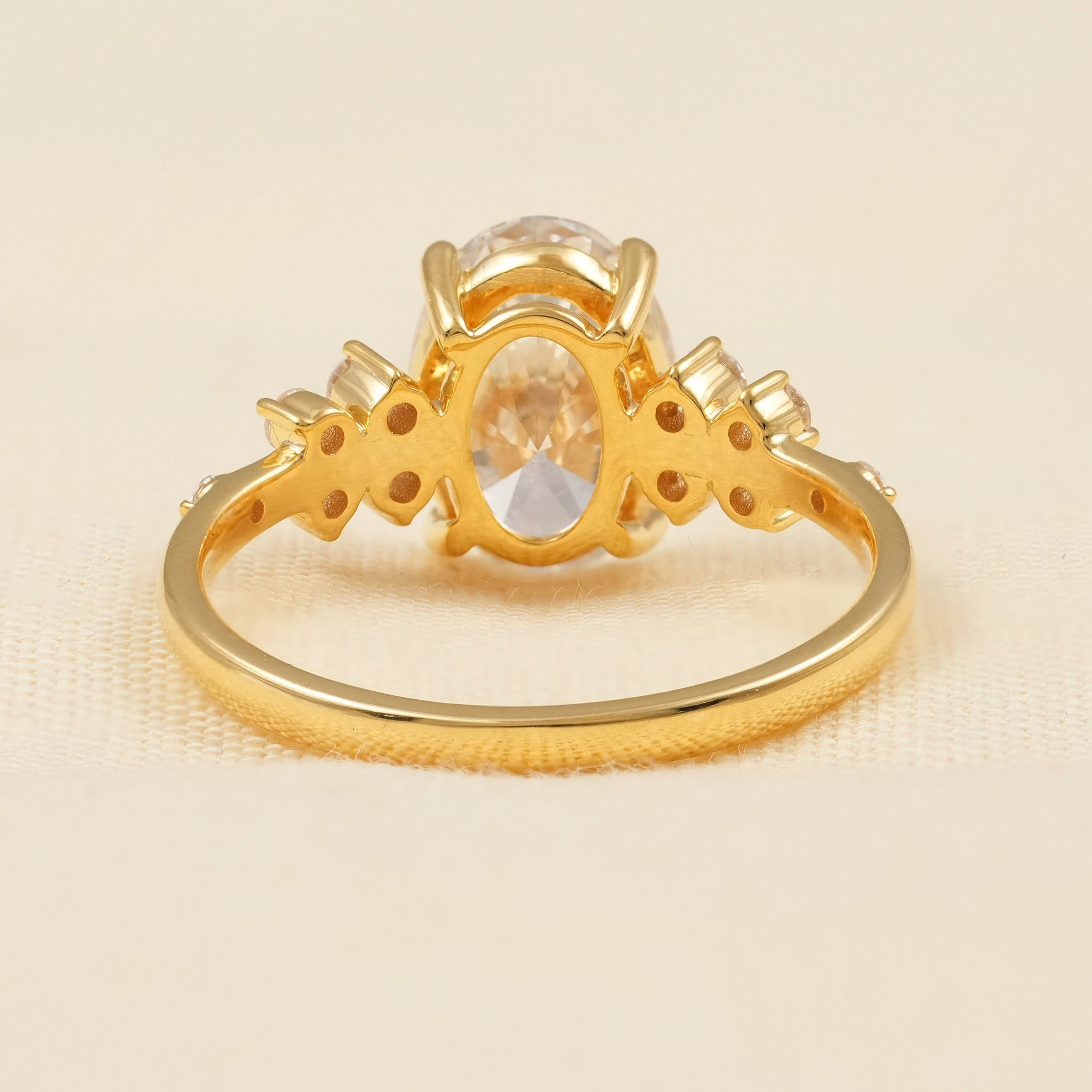 Floral Inspired Oval Cut Lab Diamond Cluster Engagement Ring