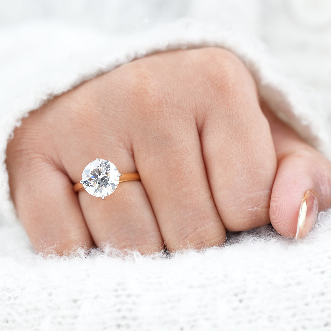 Round Lab Grown Diamond Solitaire Engagement Ring