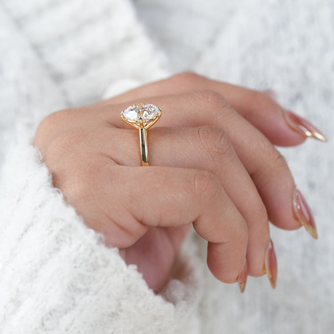 Round Lab Grown Diamond Solitaire Engagement Ring