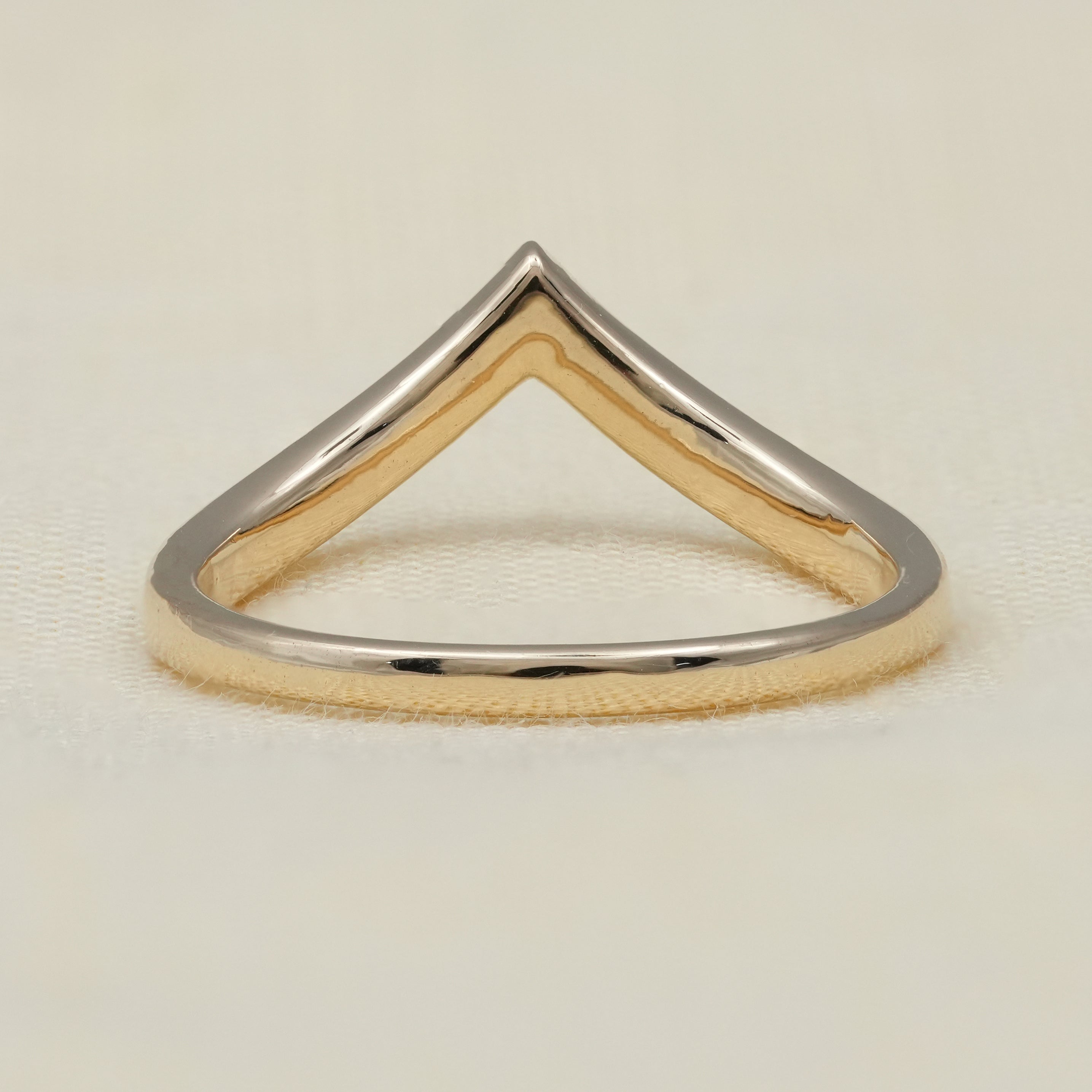 Luxury V Shape Lab Diamond Bezel Set Gold Stackable Ring