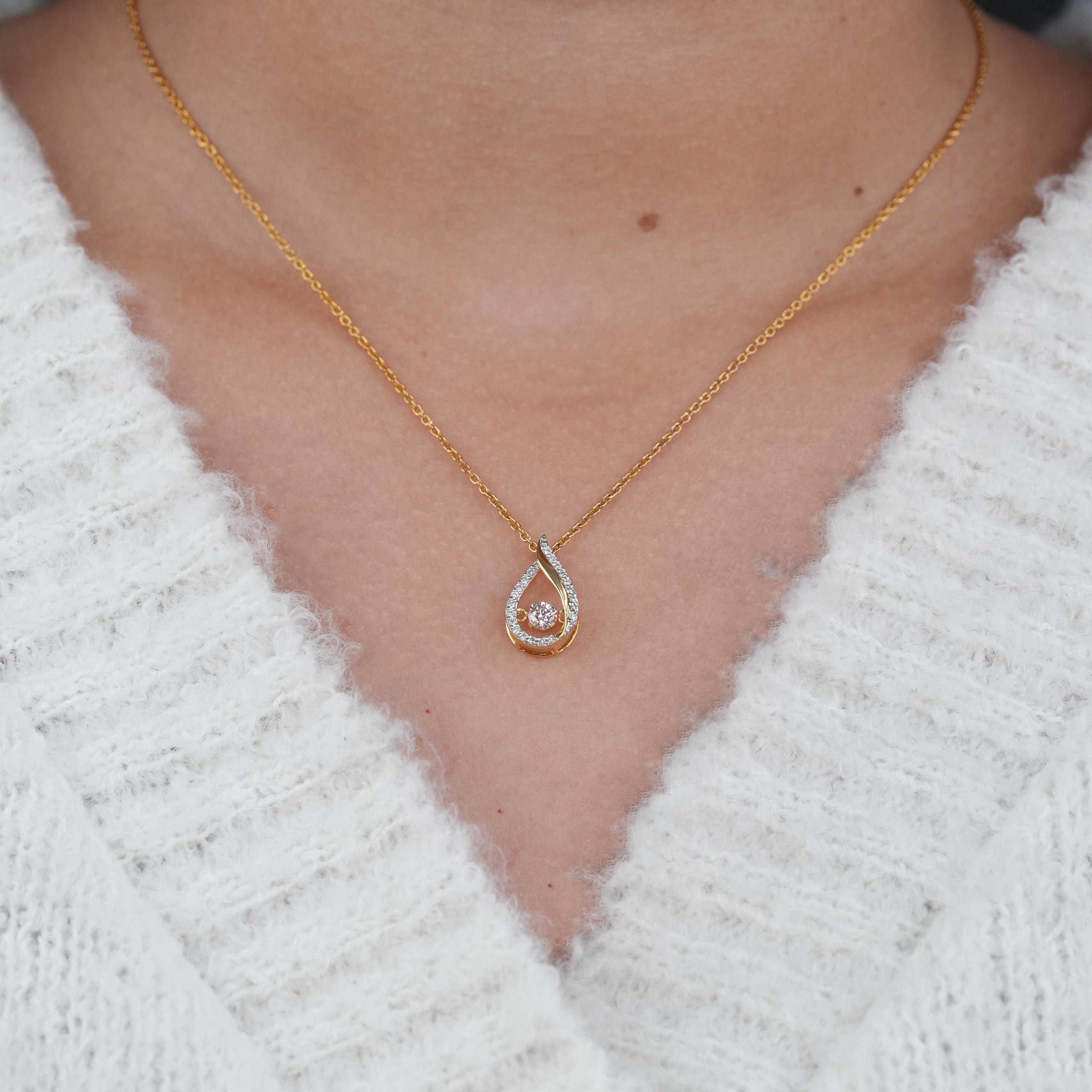 Teardrop Shaped Lab Diamond Pendant Necklace
