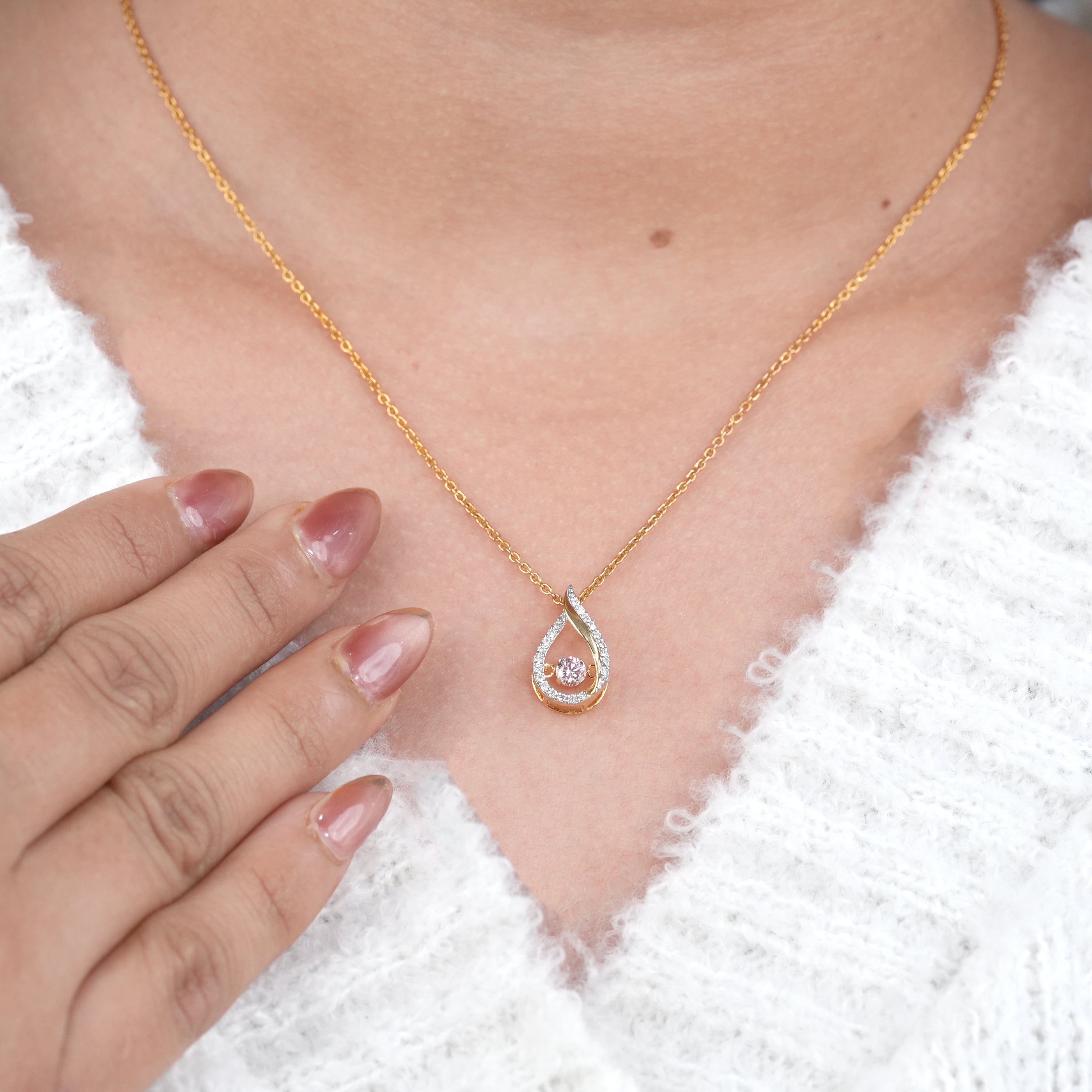 Teardrop Shaped Lab Diamond Pendant Necklace