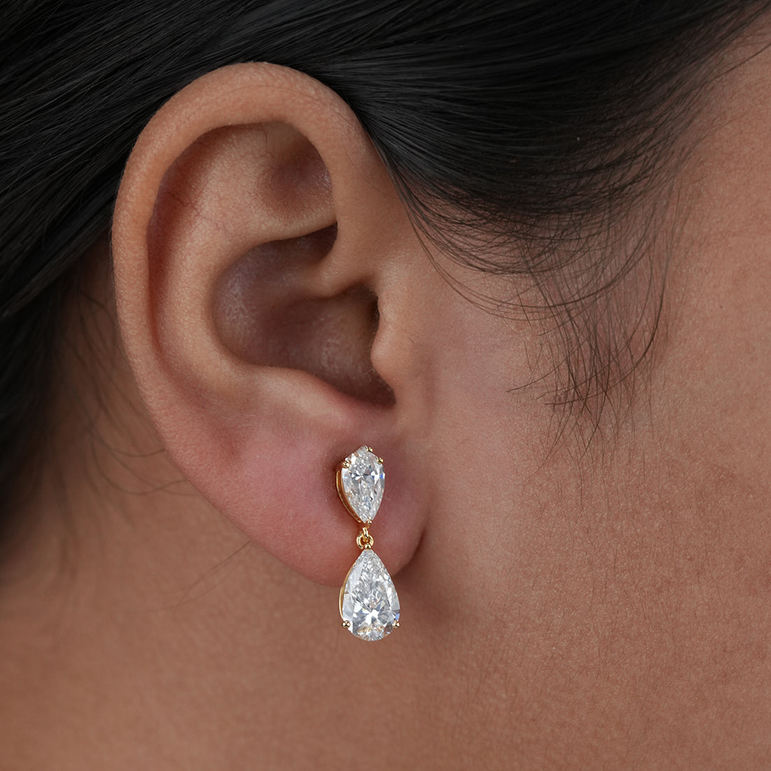 Classic Pear Shape Lab Diamond Drop Dangle Earrings