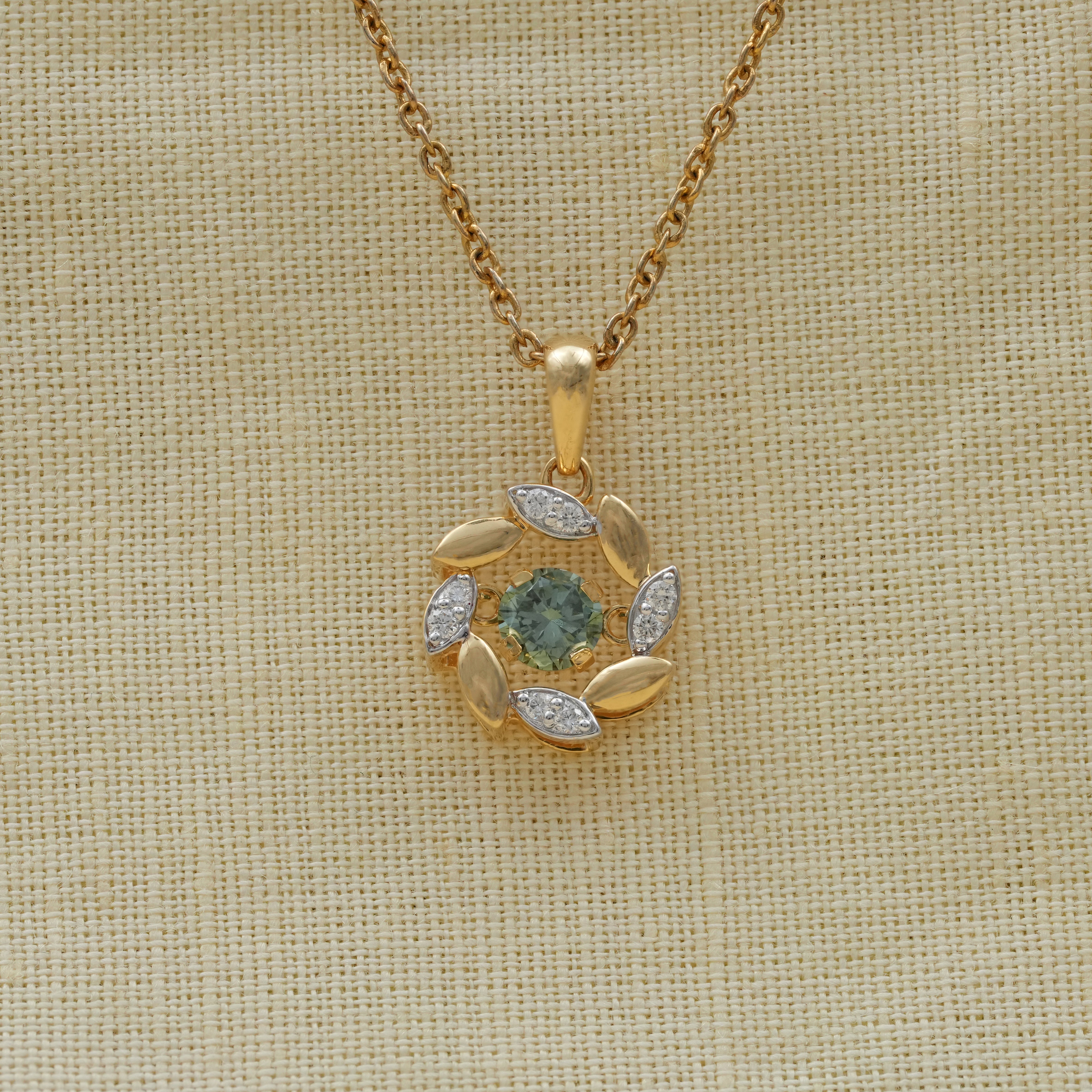 Floral Inspired Lab Diamond Halo Pendant Necklace
