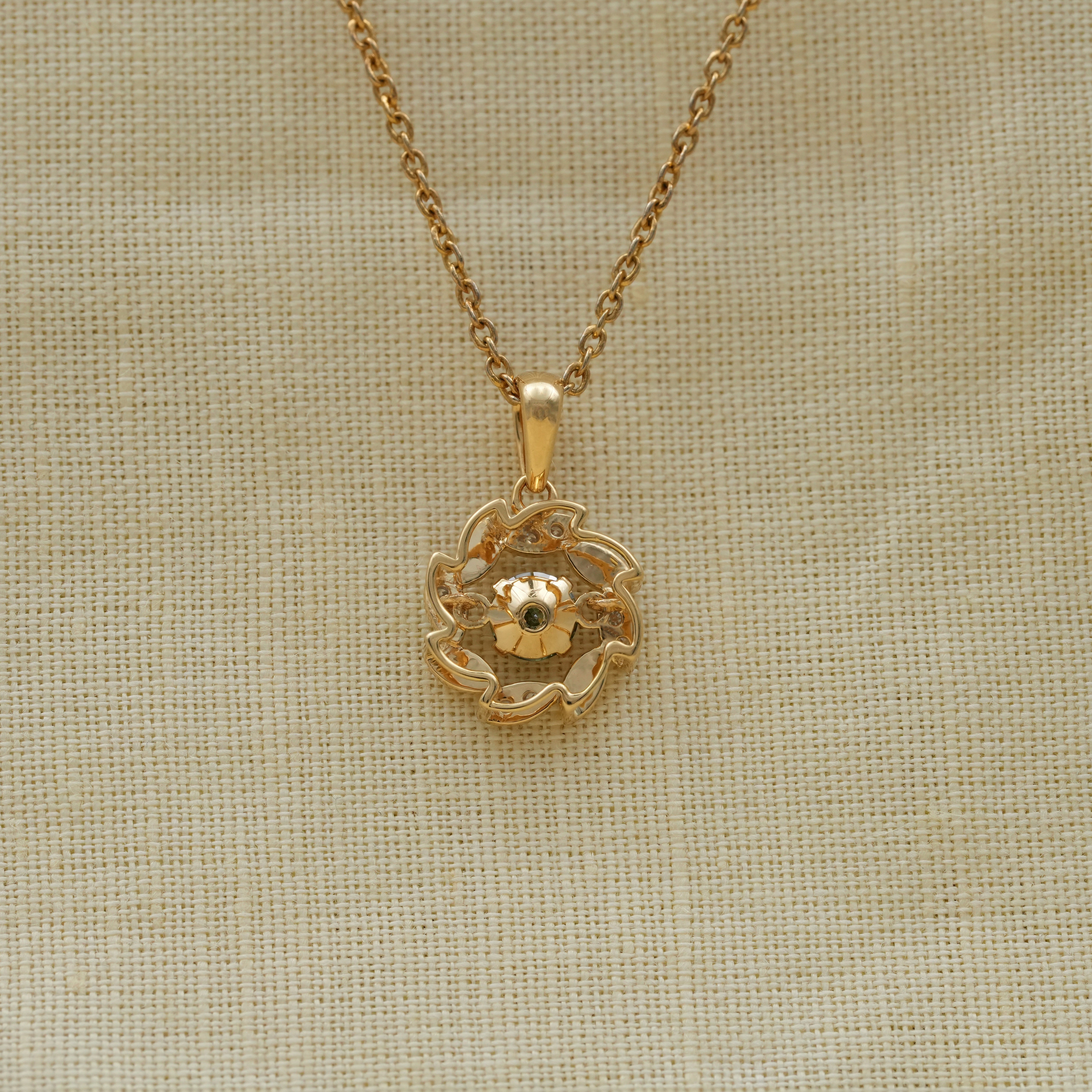 Floral Inspired Lab Diamond Halo Pendant Necklace