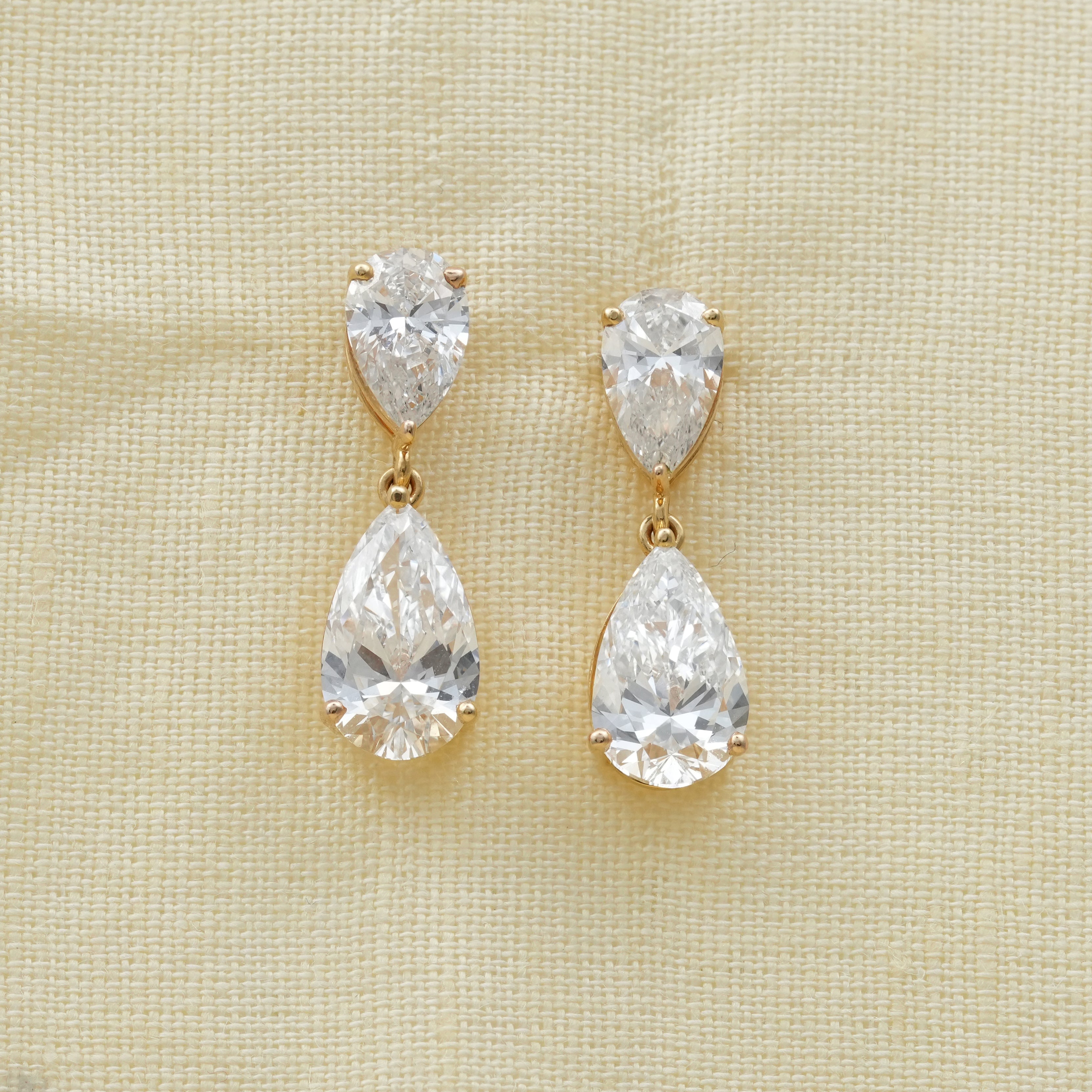 Classic Pear Shape Lab Diamond Drop Dangle Earrings