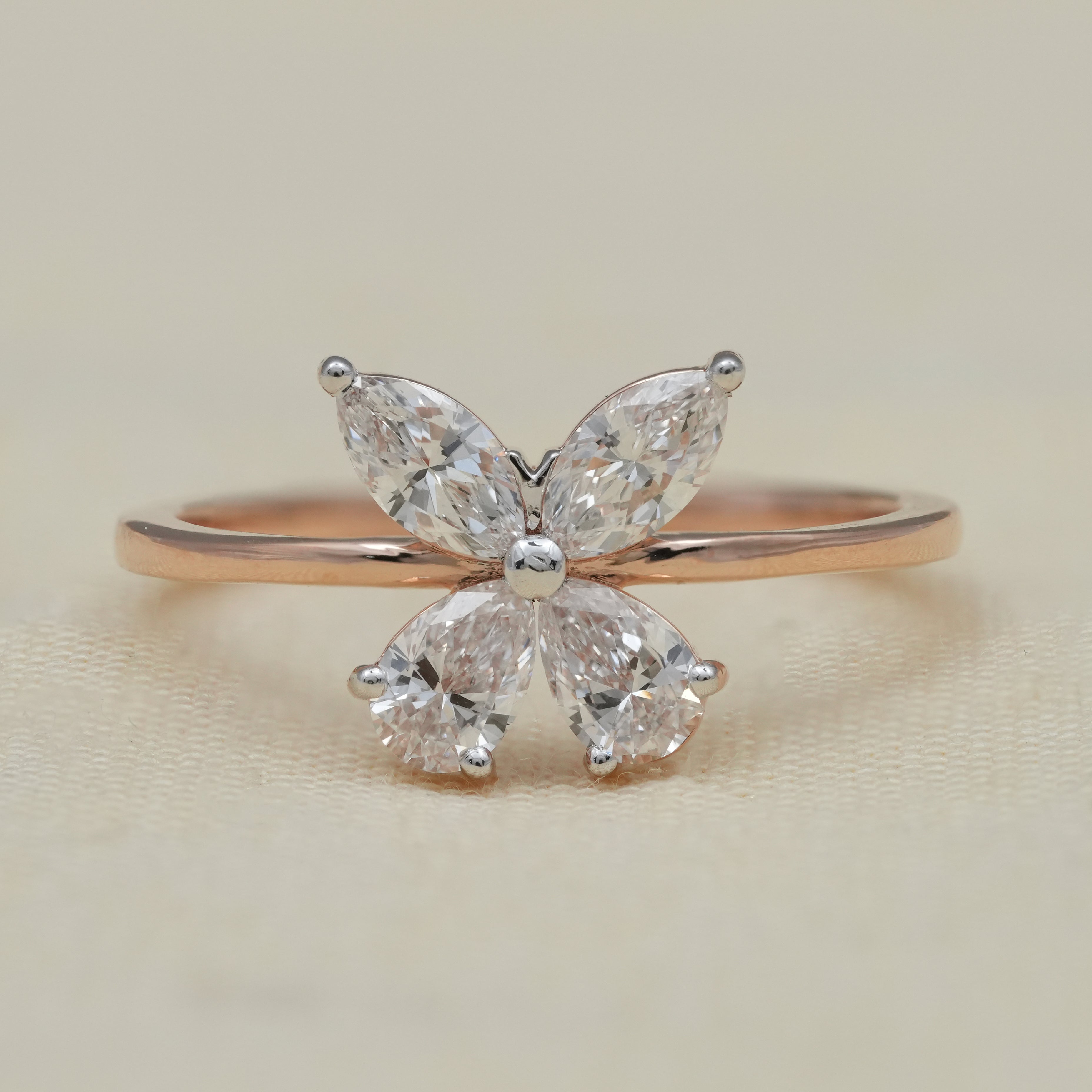 Butterfly Marquise & Pear Lab Diamond Wedding Ring