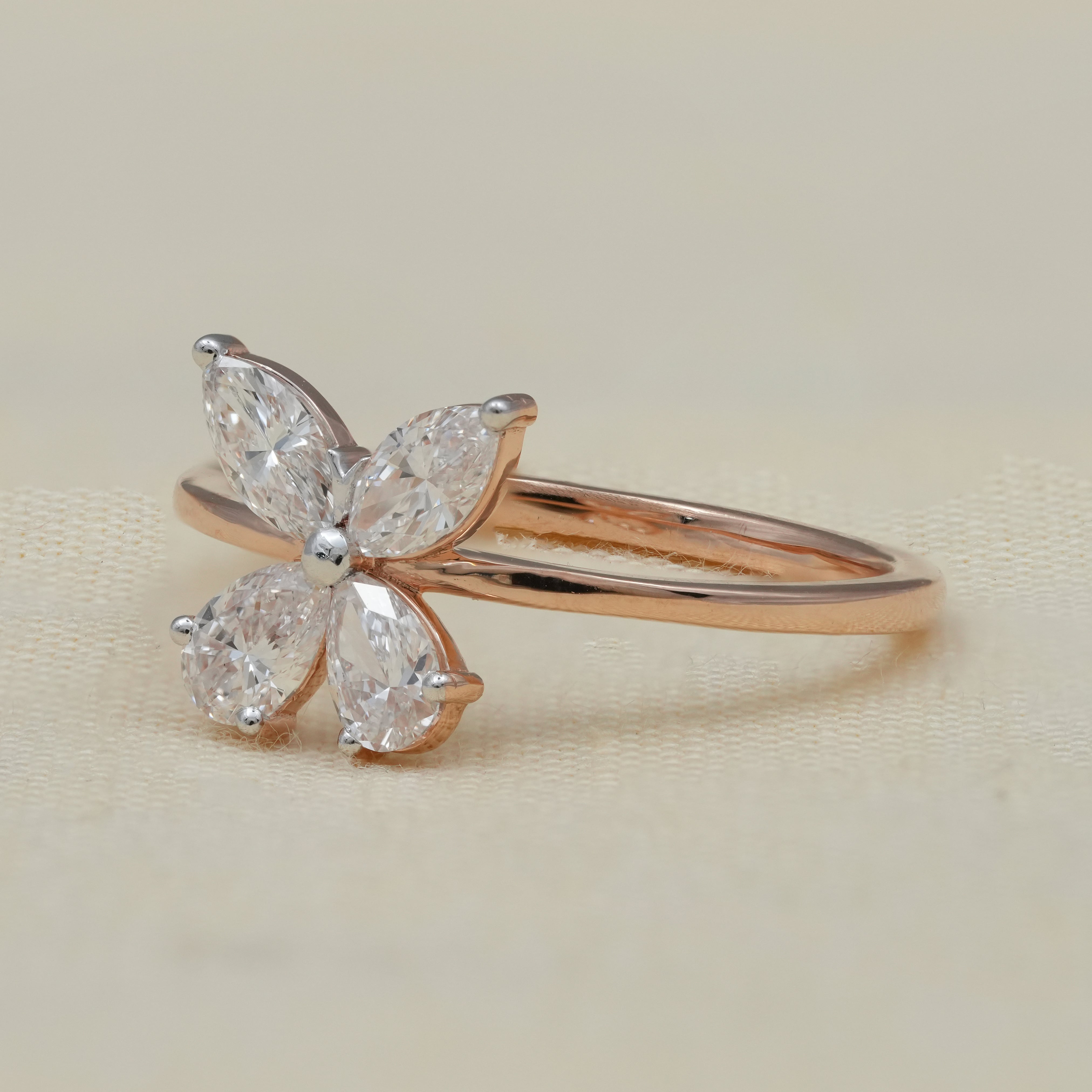 Butterfly Marquise & Pear Lab Diamond Wedding Ring