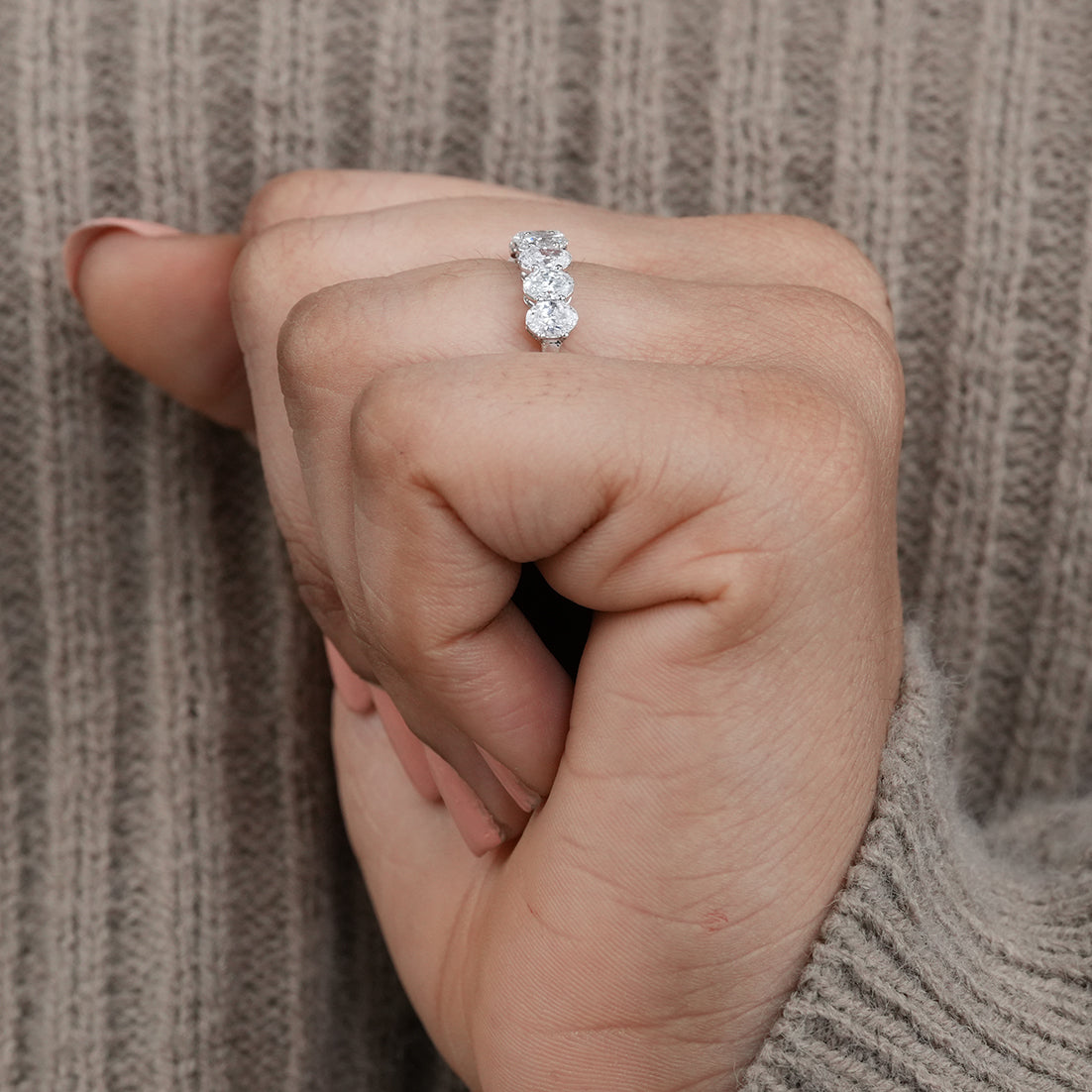 Seven Stone Oval Lab Grown Diamond Wedding Band