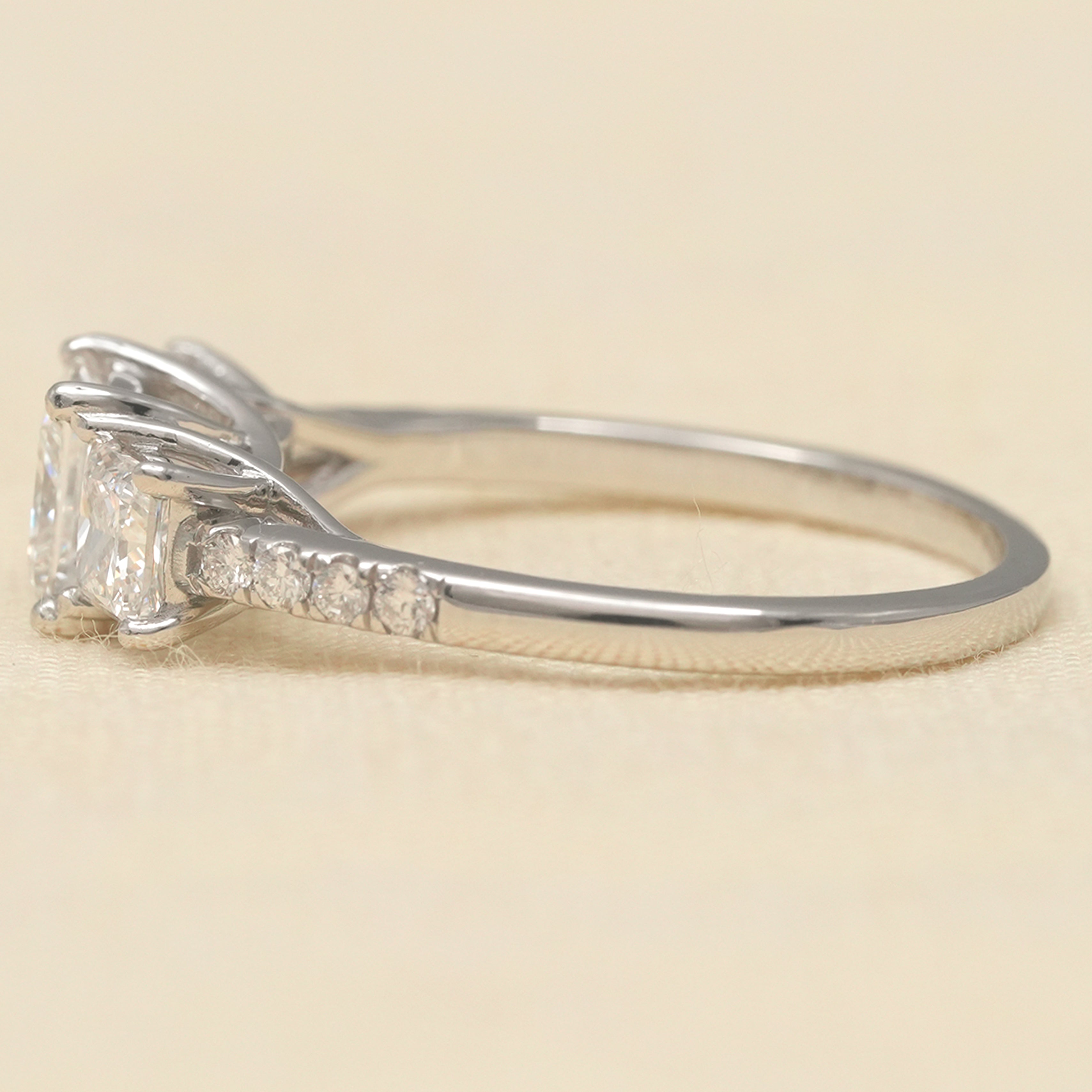Three Stone Princess Lab Grown Diamond Engagement Ring
