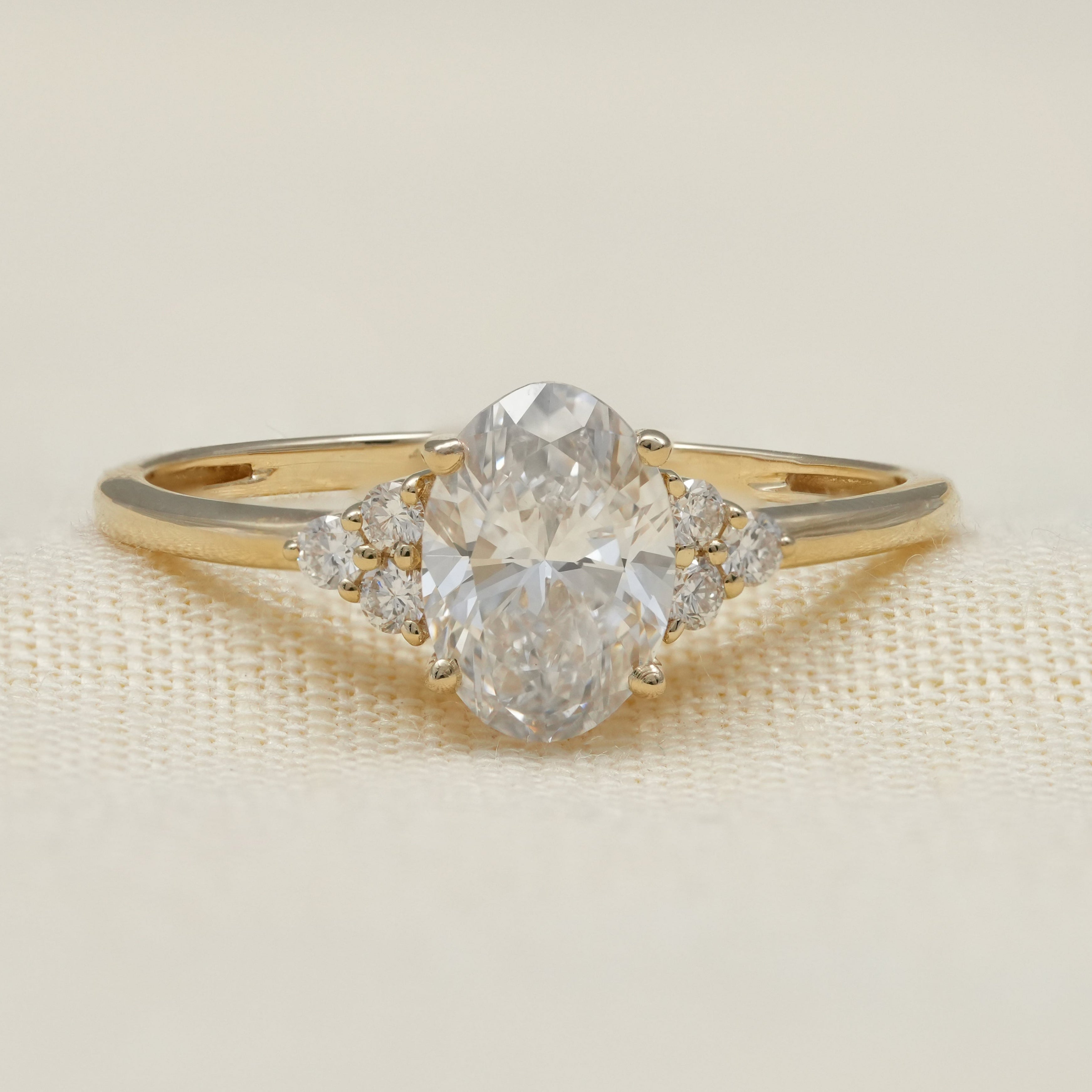 Oval Cut Lab Diamond Cluster Engagement Ring