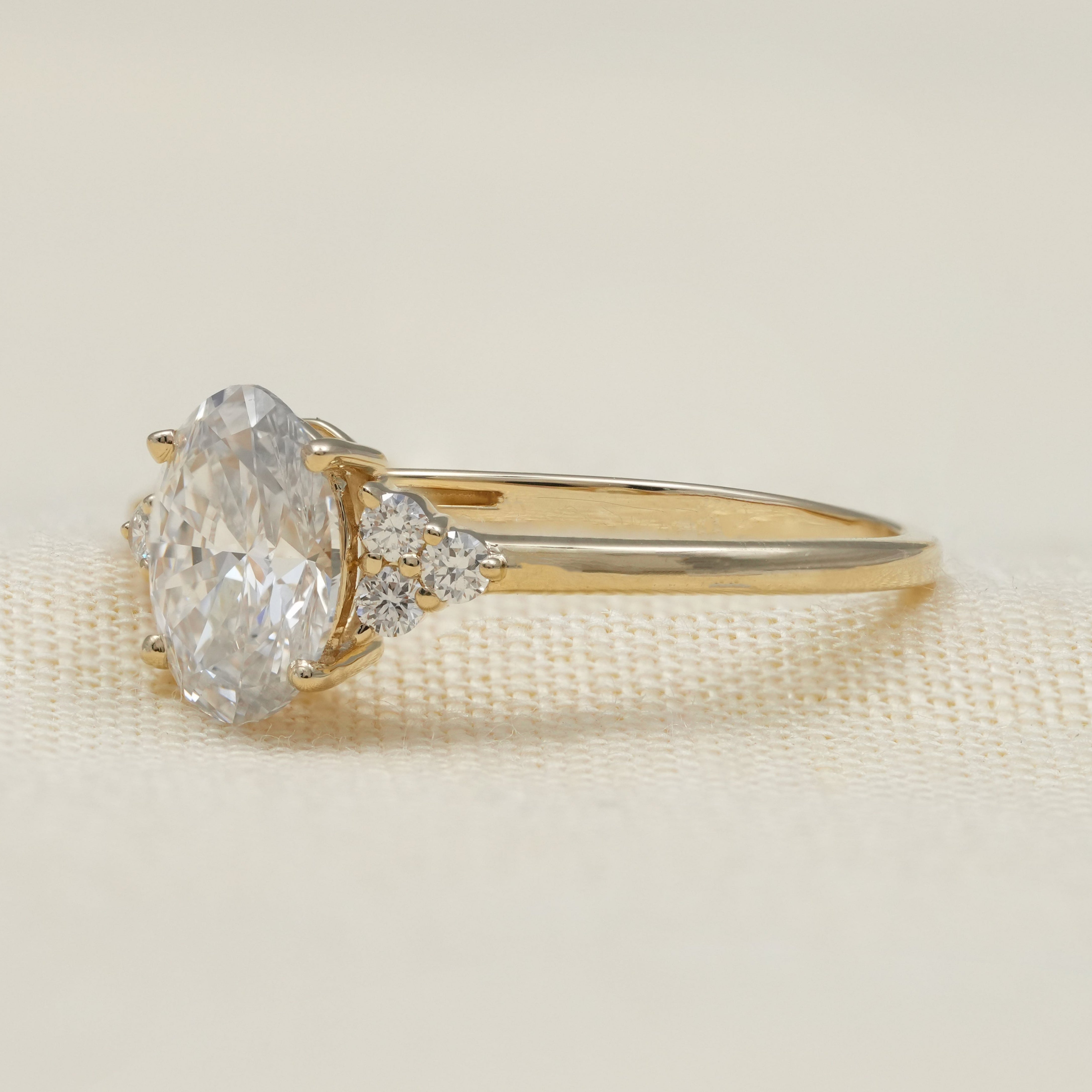 Oval Cut Lab Diamond Cluster Engagement Ring