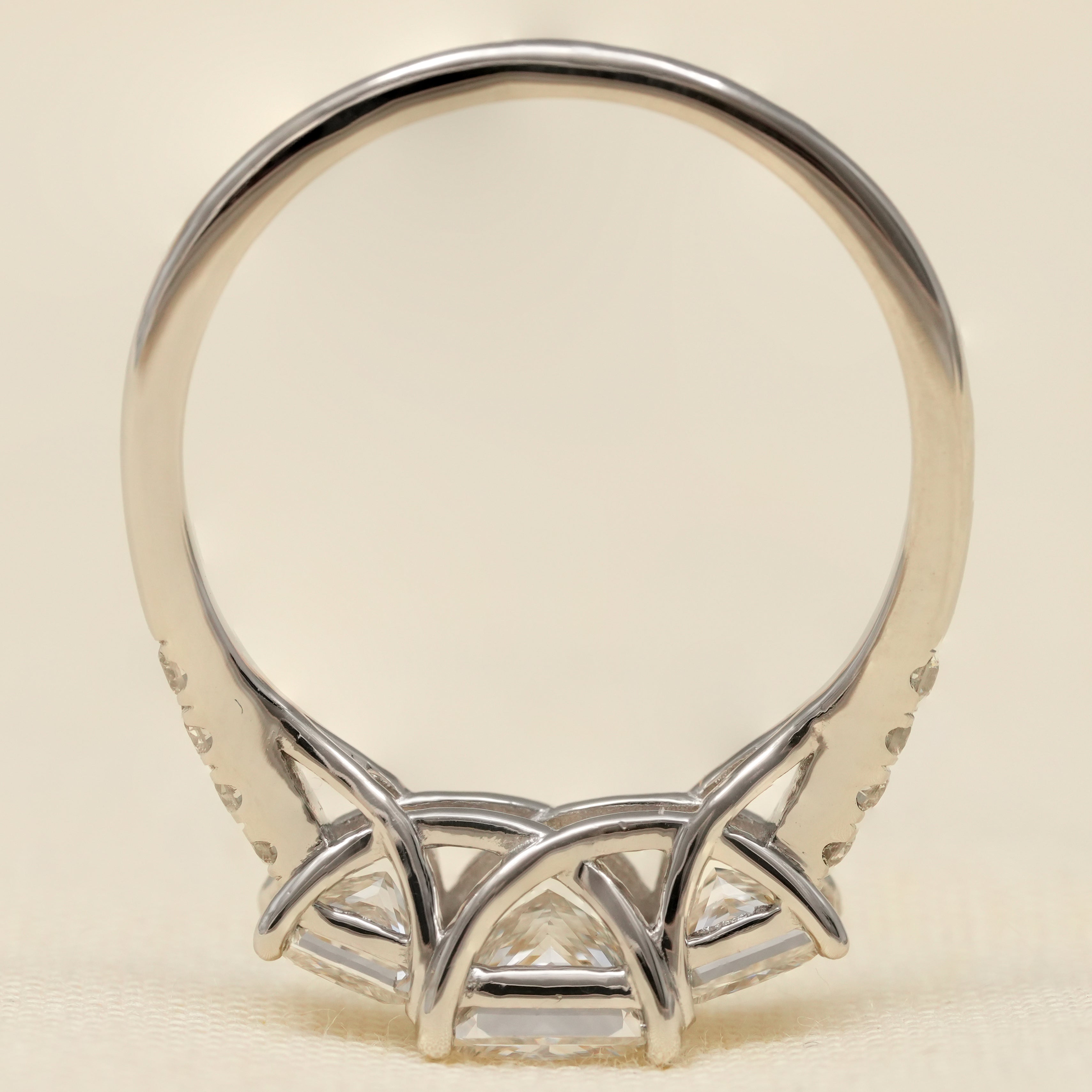 Three stone princess ring crafted with sparkling lab grown diamonds