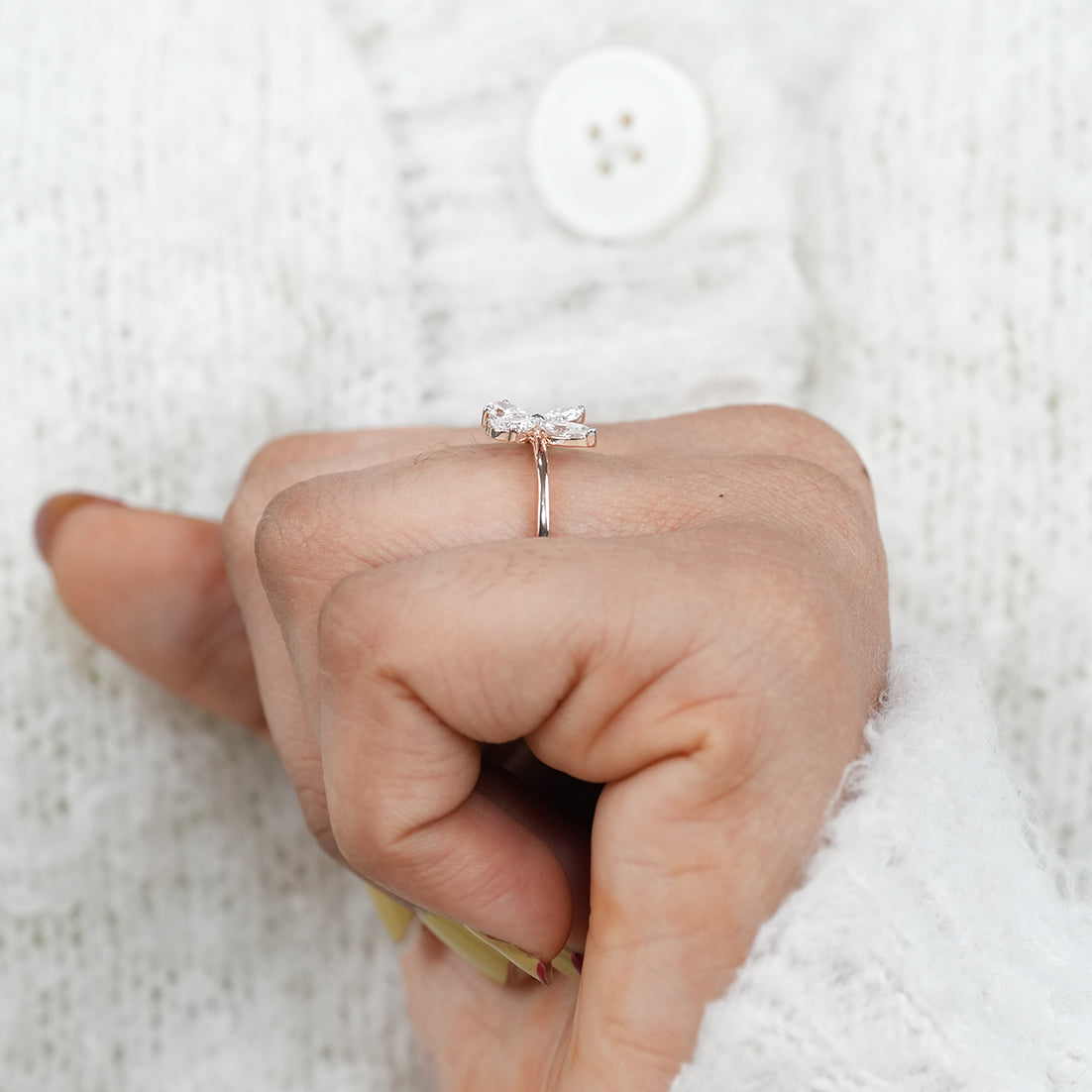Butterfly Marquise & Pear Lab Diamond Wedding Ring