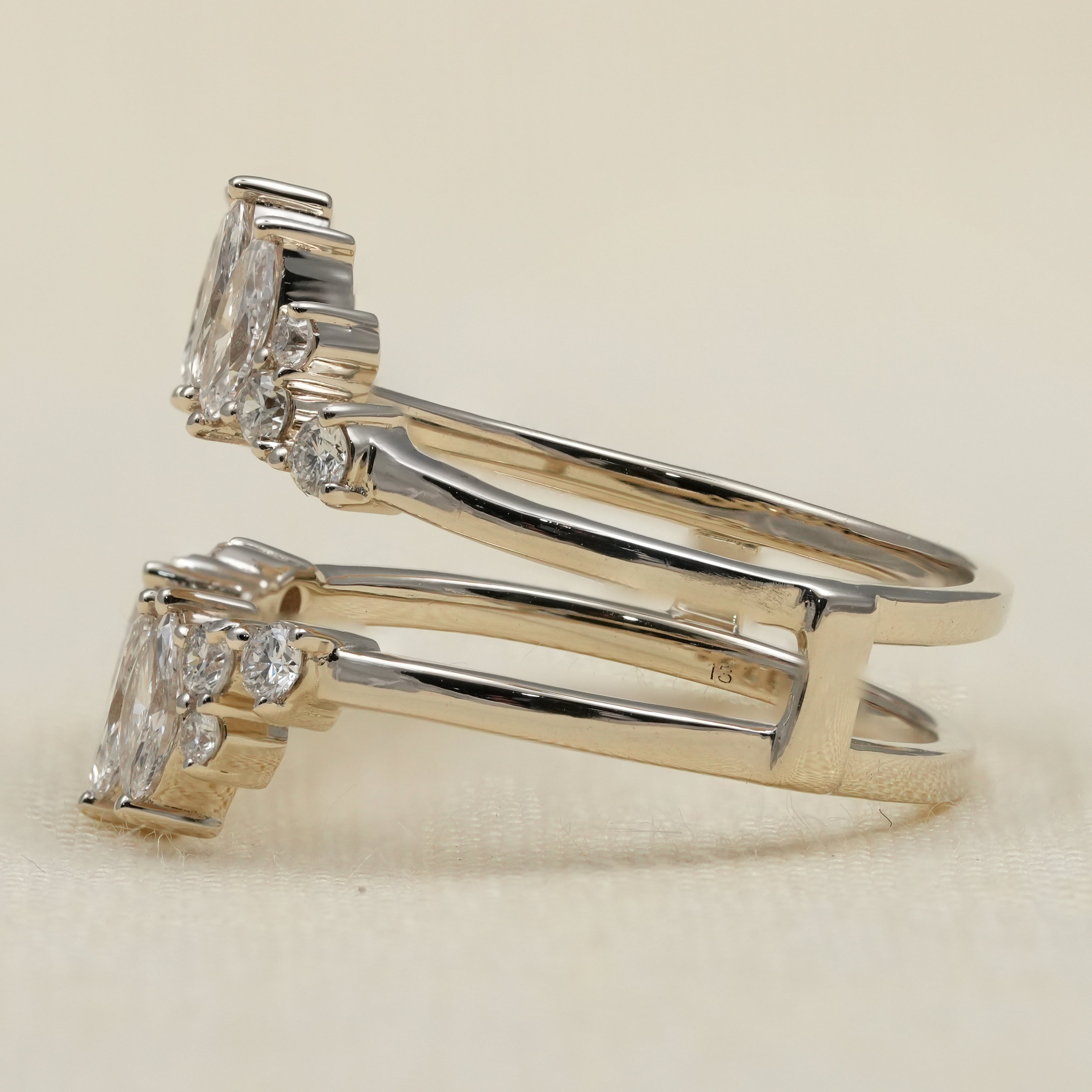 Stackable marquise diamond ring crafted with lab grown diamonds and gold