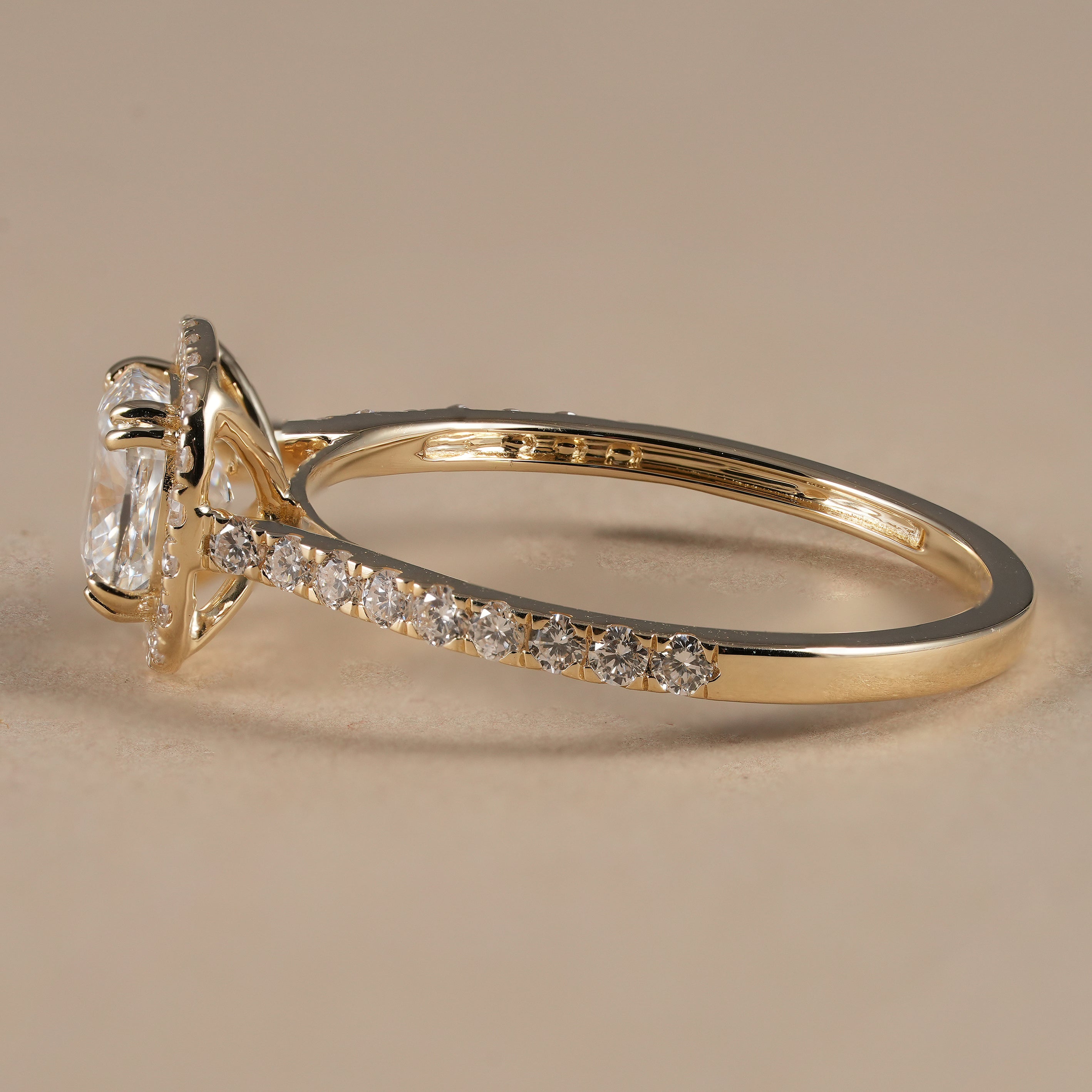 Cushion Cut Lab Diamond Halo Engagement Ring
