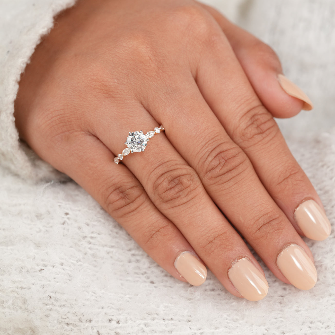 Vintage Inspired Round Diamond Engagement Ring with Prong Setting