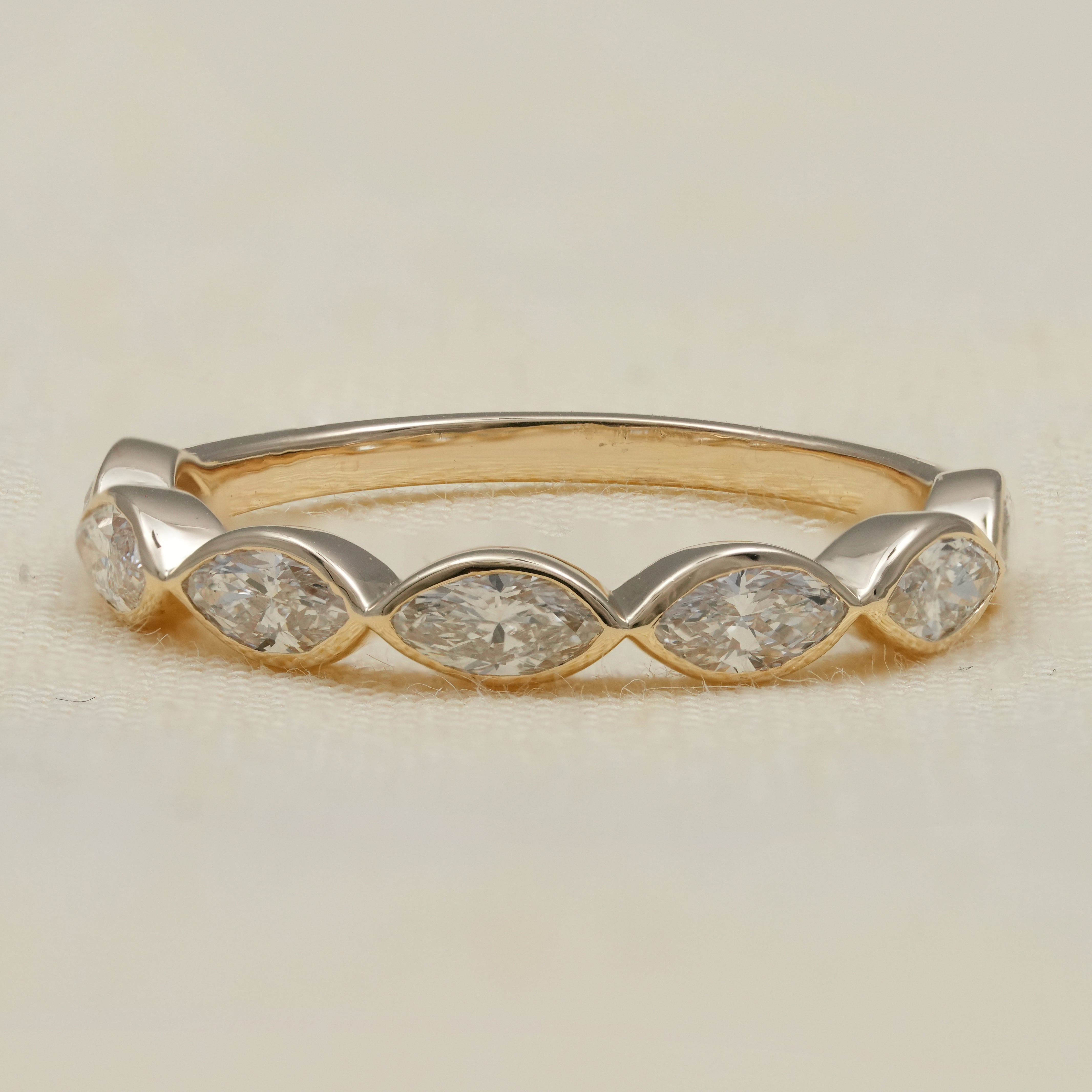 Luxury marquise band featuring bezel set lab grown diamonds anniversary jewelry