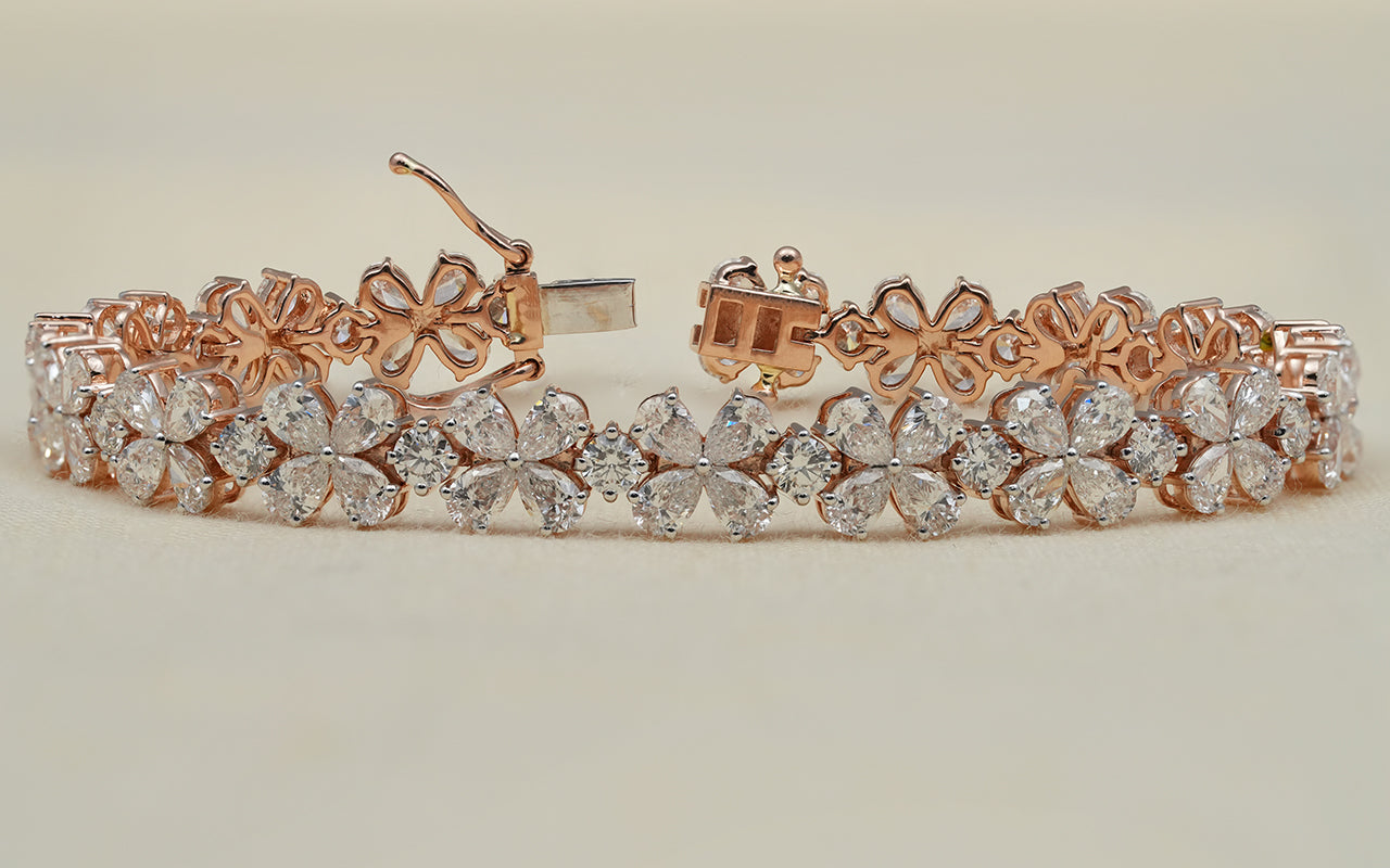Floral Inspired Pear Lab Diamond Bracelet For Her