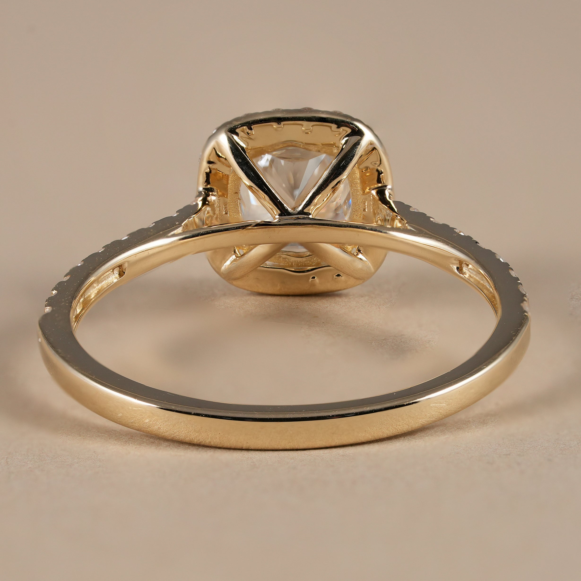 Cushion Cut Lab Diamond Halo Engagement Ring