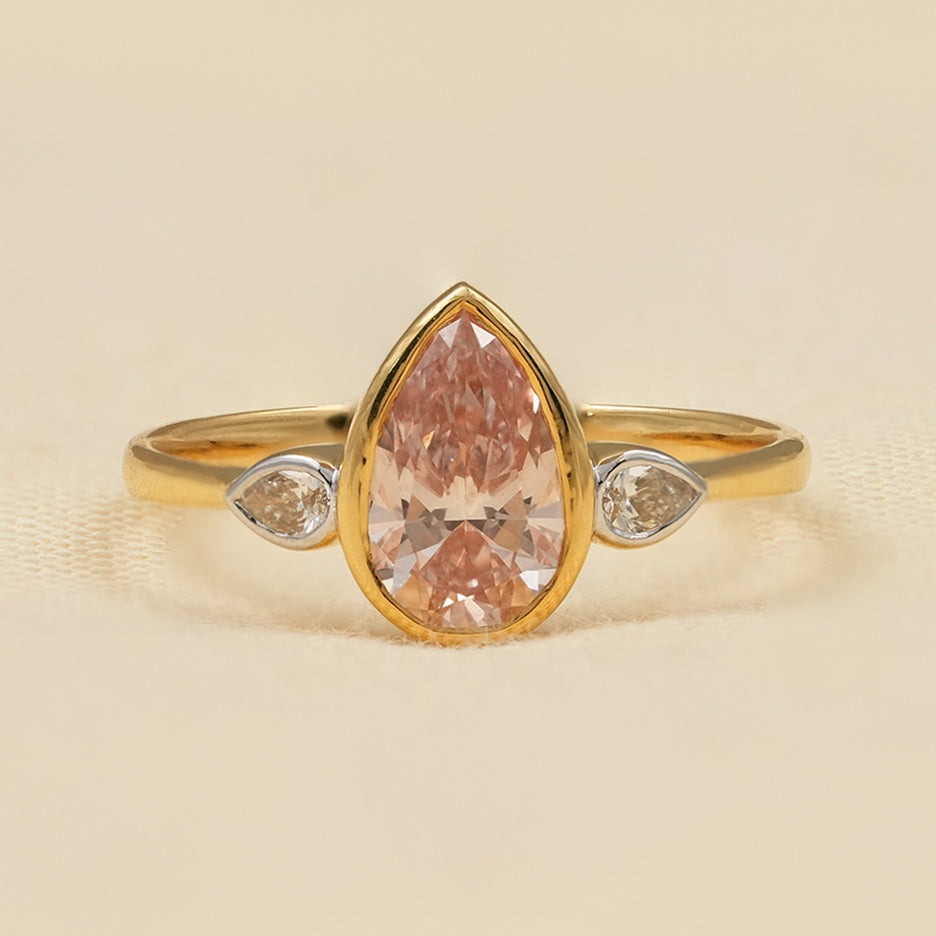 Luxury Pink Lab Grown Diamond Bridal Set with Marquise Accents