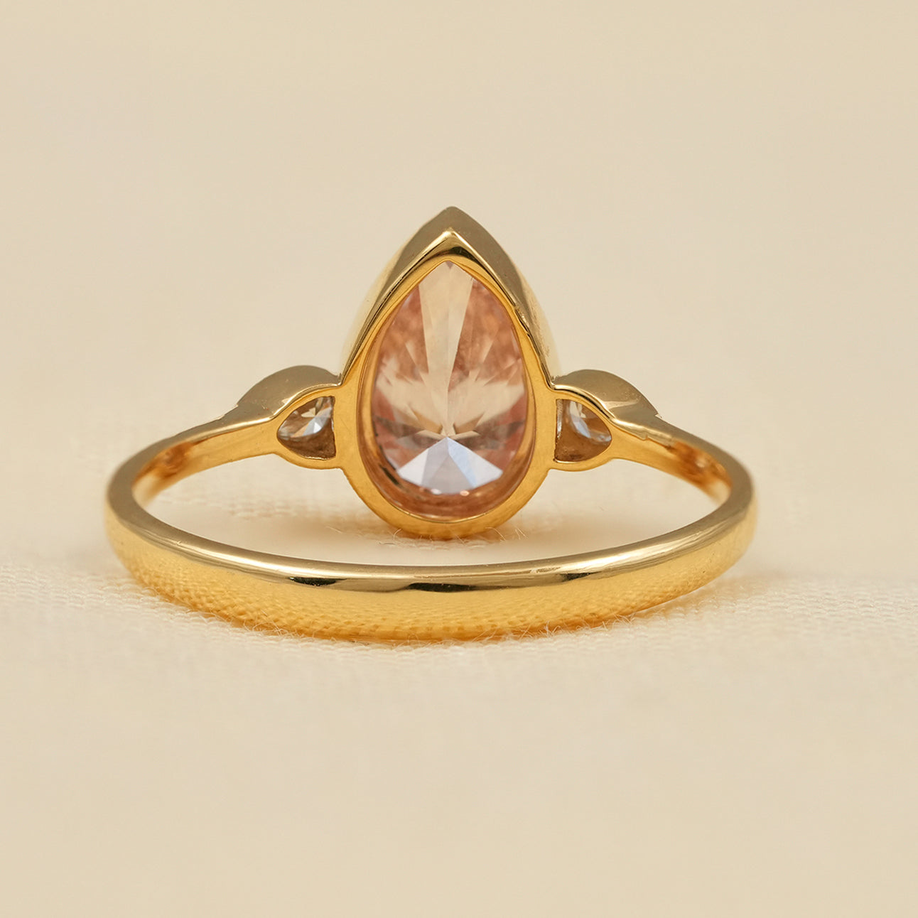 Elegant Pink Lab Diamond Engagement Ring with Matching Enhancer Band