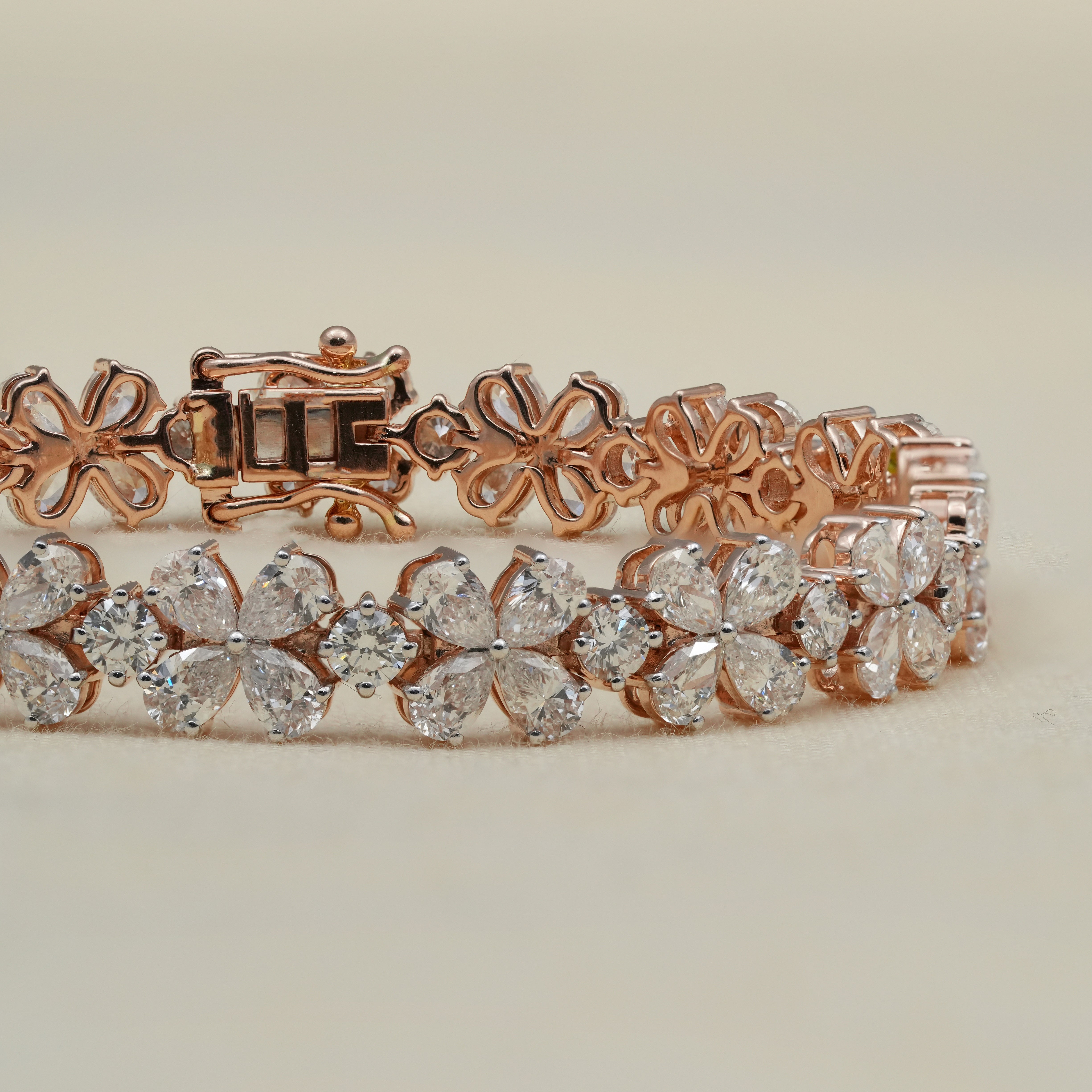 Floral Inspired Pear Lab Diamond Bracelet For Her