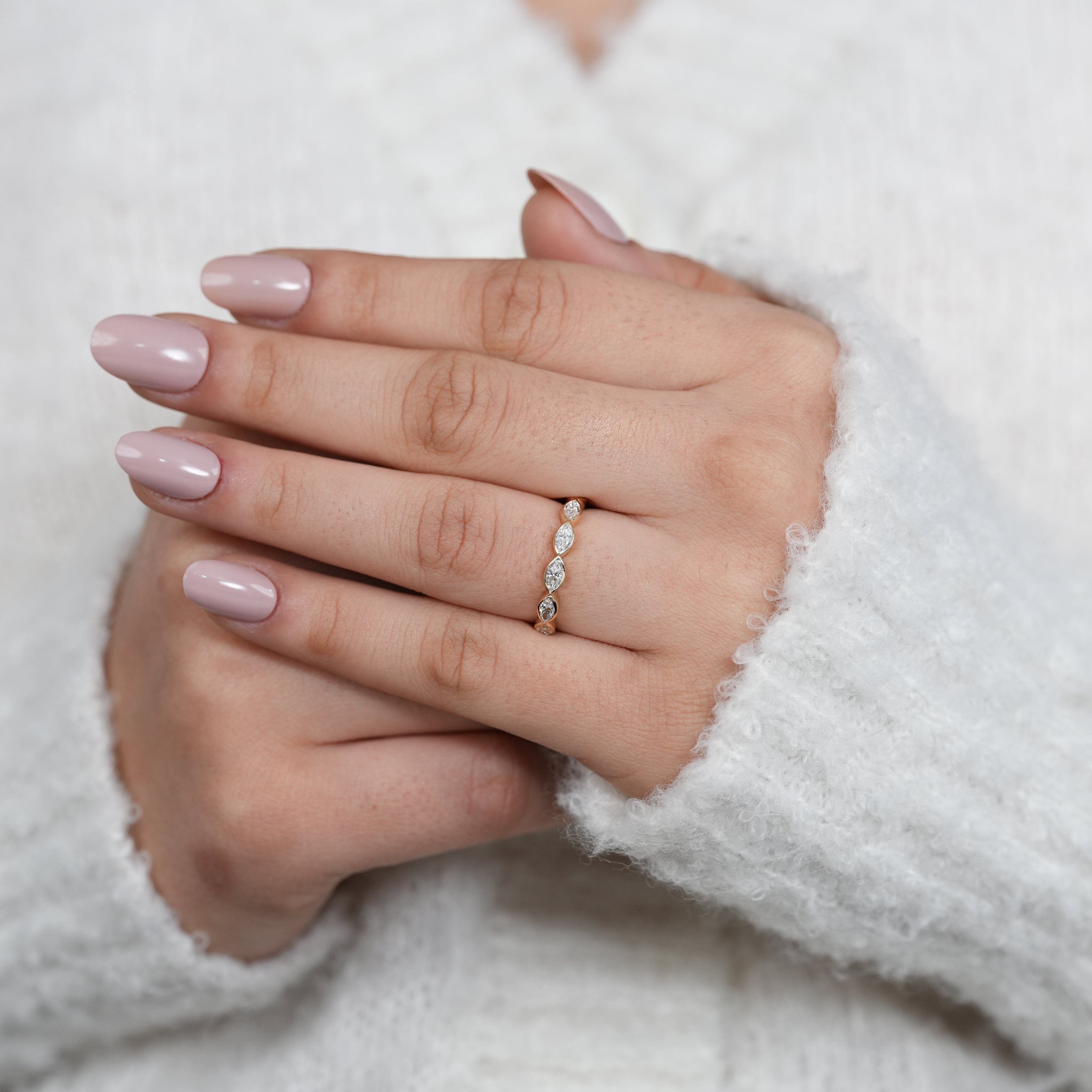 Bezel set marquise band featuring lab grown diamonds elegant everyday style