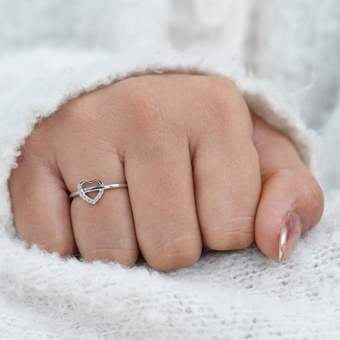 Minimalist Heart Shaped Lab Diamond Anniversary Ring