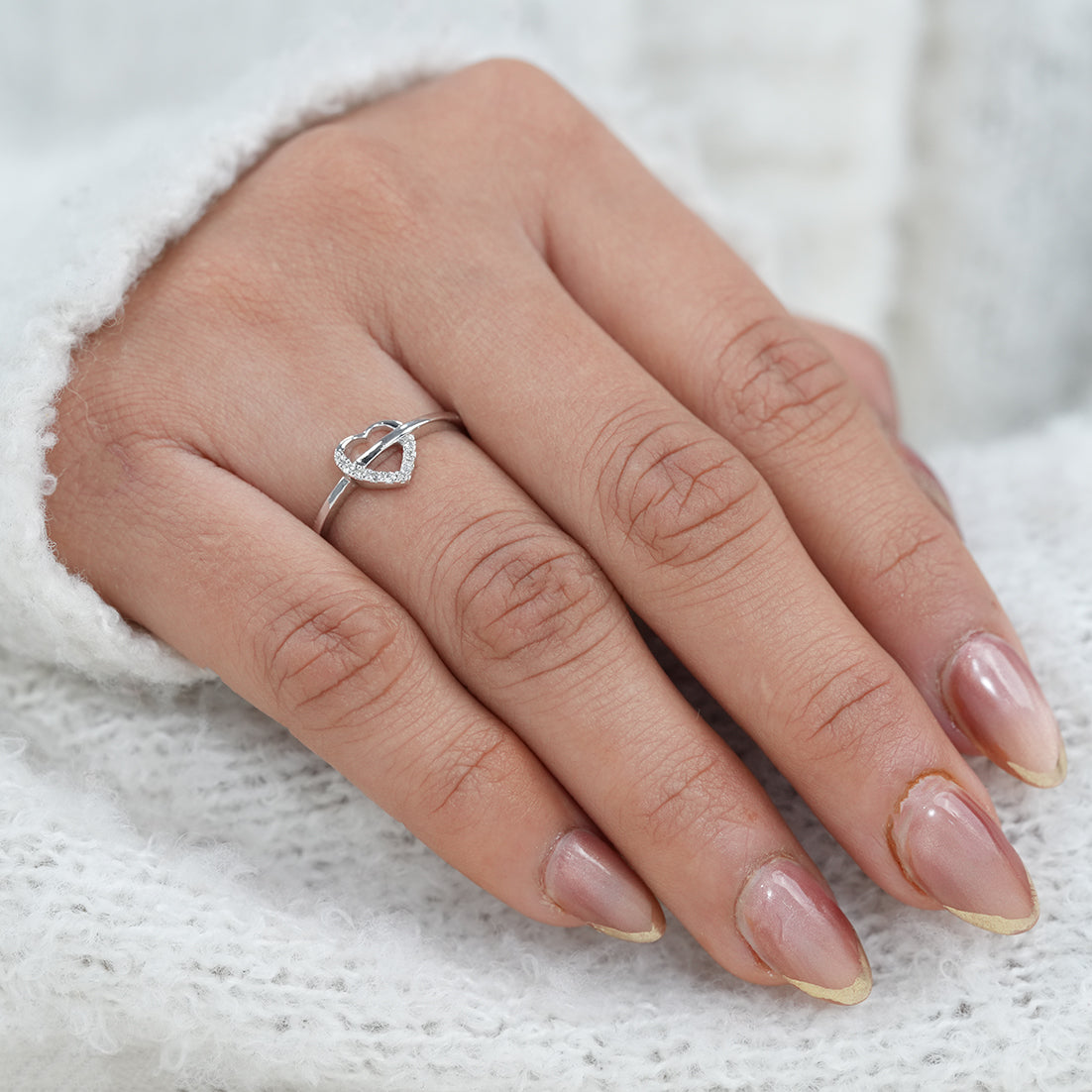 Minimalist Heart Shaped Lab Diamond Anniversary Ring