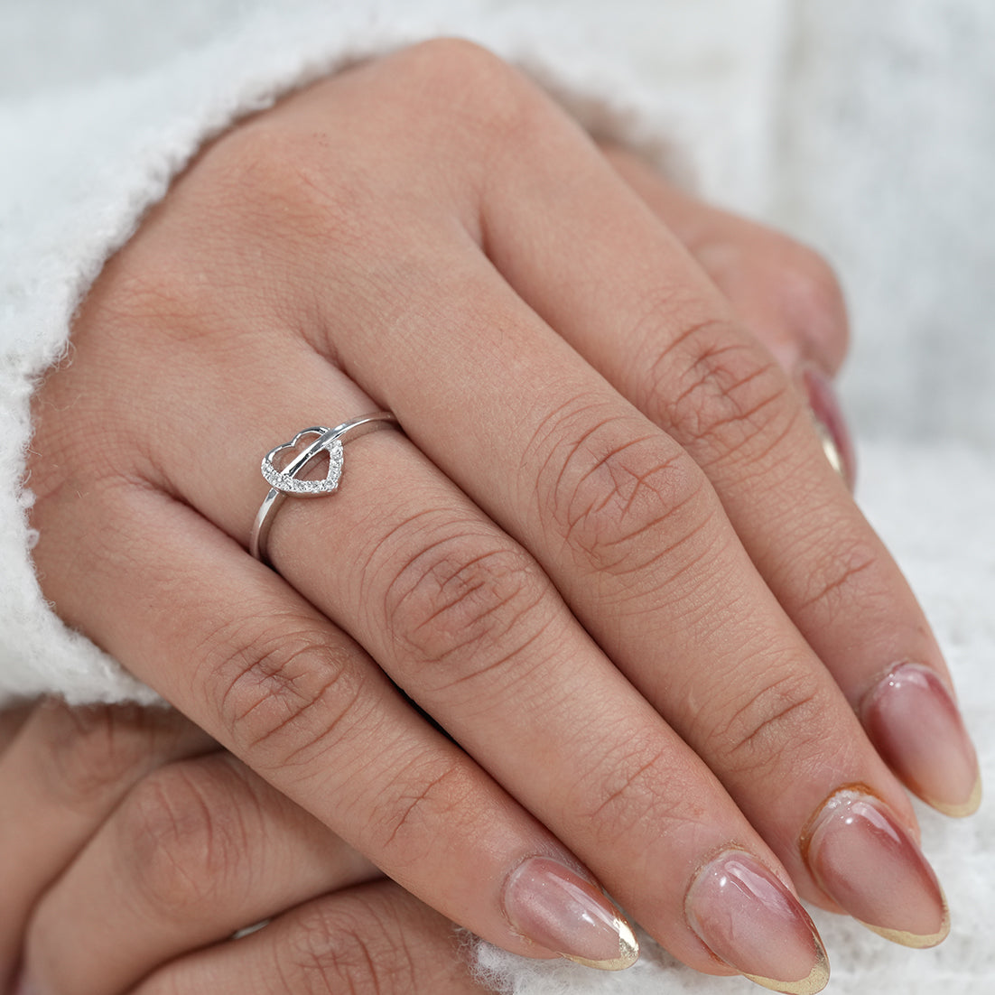 Minimalist Heart Shaped Lab Diamond Anniversary Ring