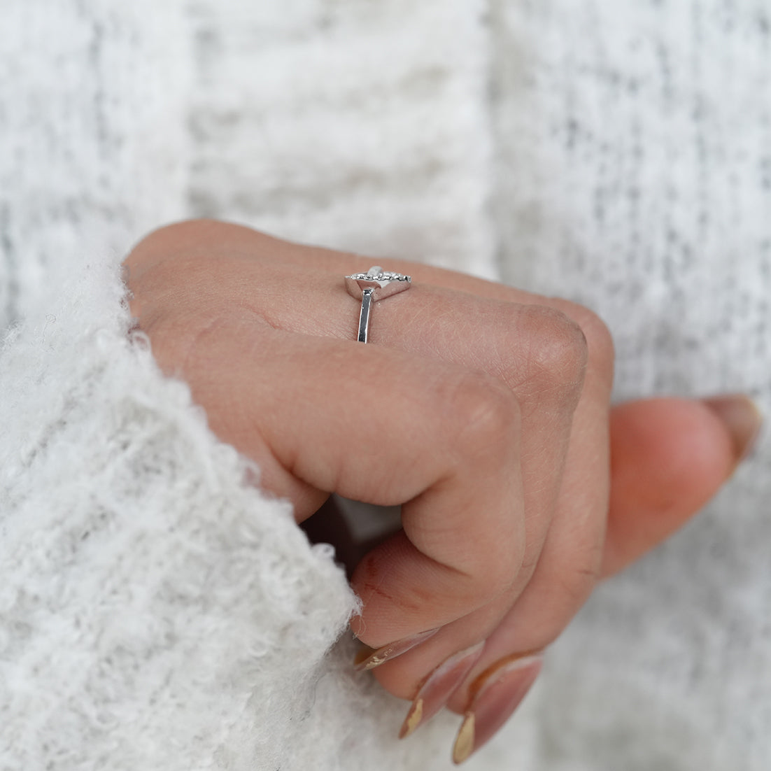 Minimalist Heart Shaped Lab Diamond Anniversary Ring