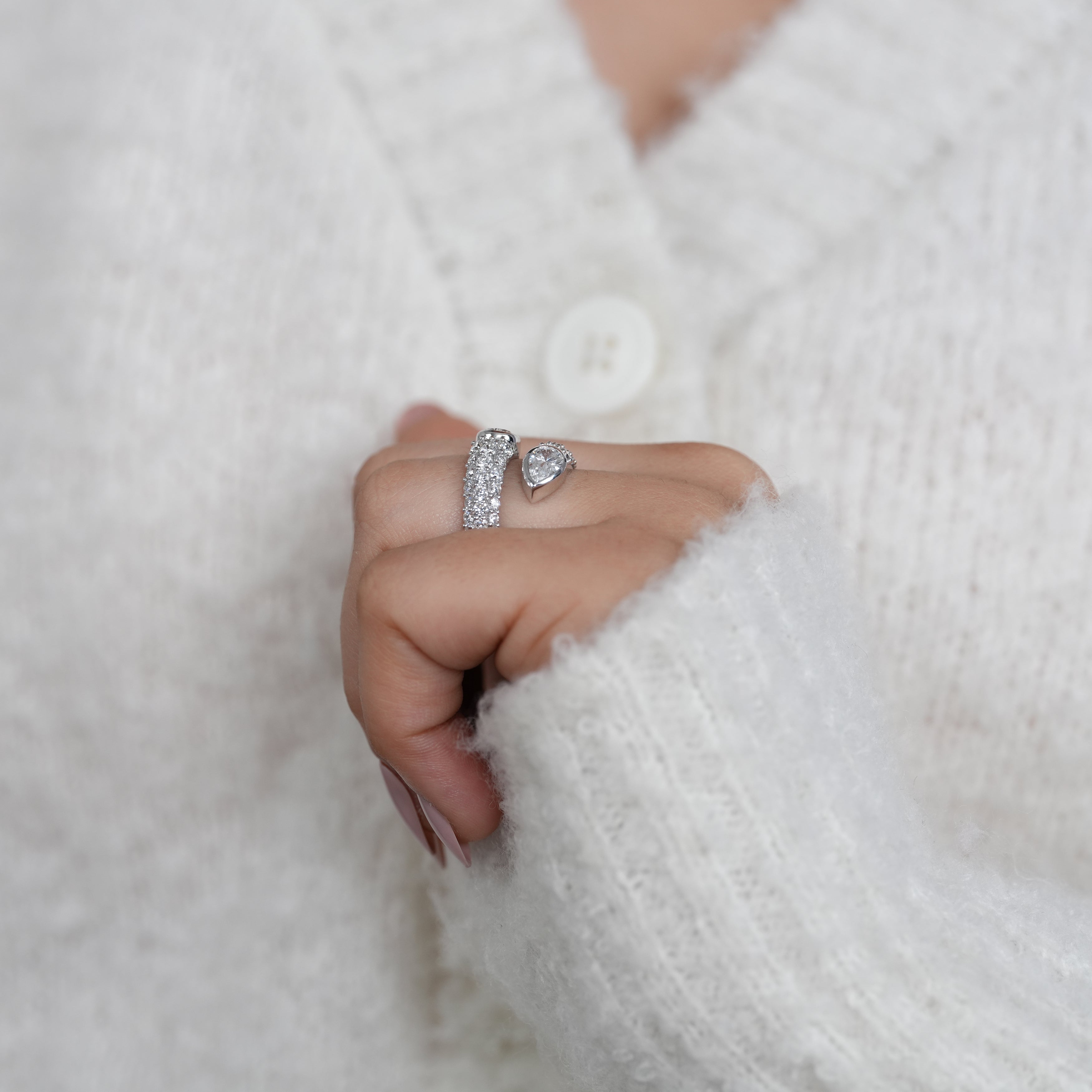 Pear Lab Grown Diamond Bypass Wedding Band