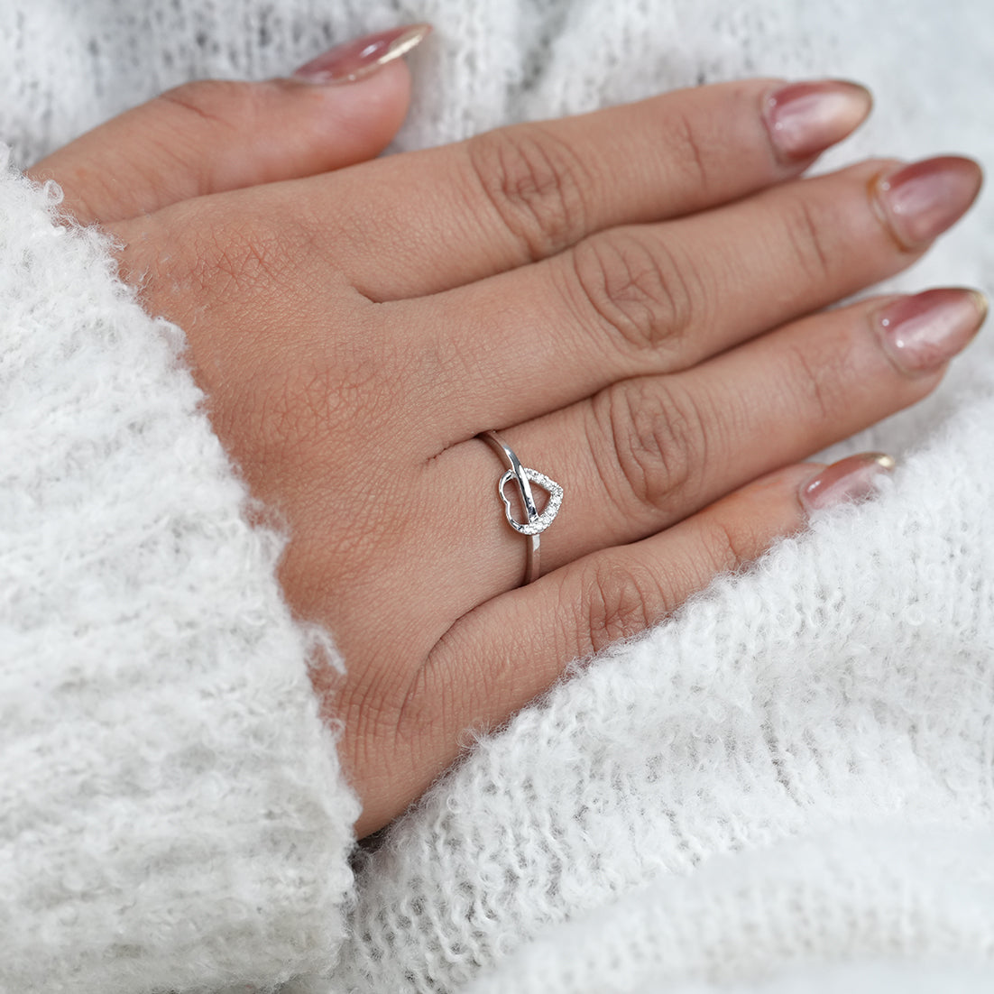Minimalist Heart Shaped Lab Diamond Anniversary Ring