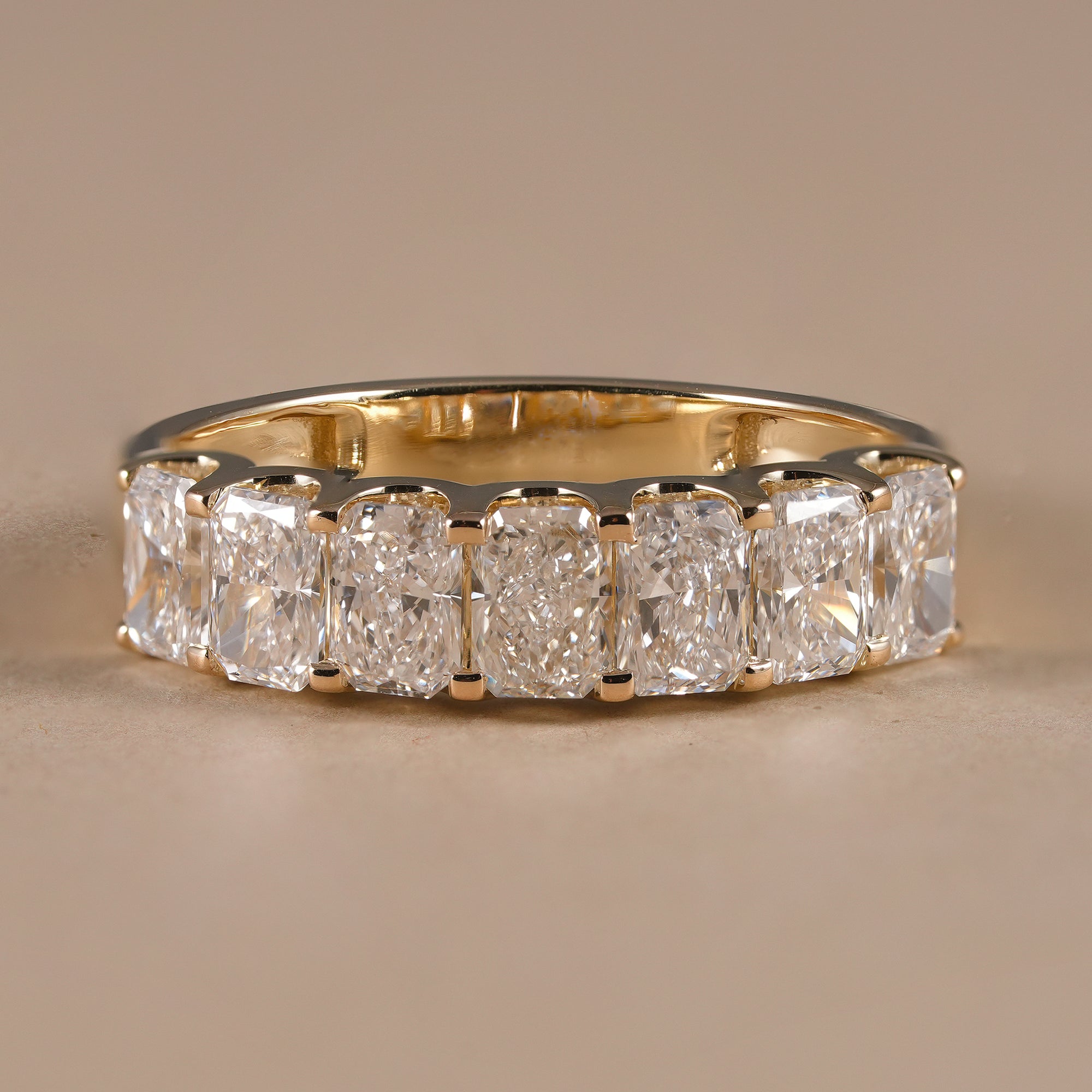 7 Stone Radiant Cut Lab Diamond Eternity Wedding Band