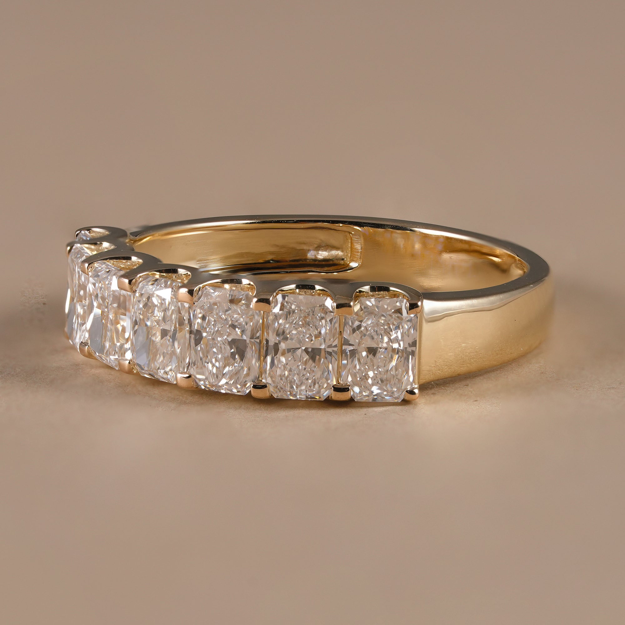 7 Stone Radiant Cut Lab Diamond Eternity Wedding Band