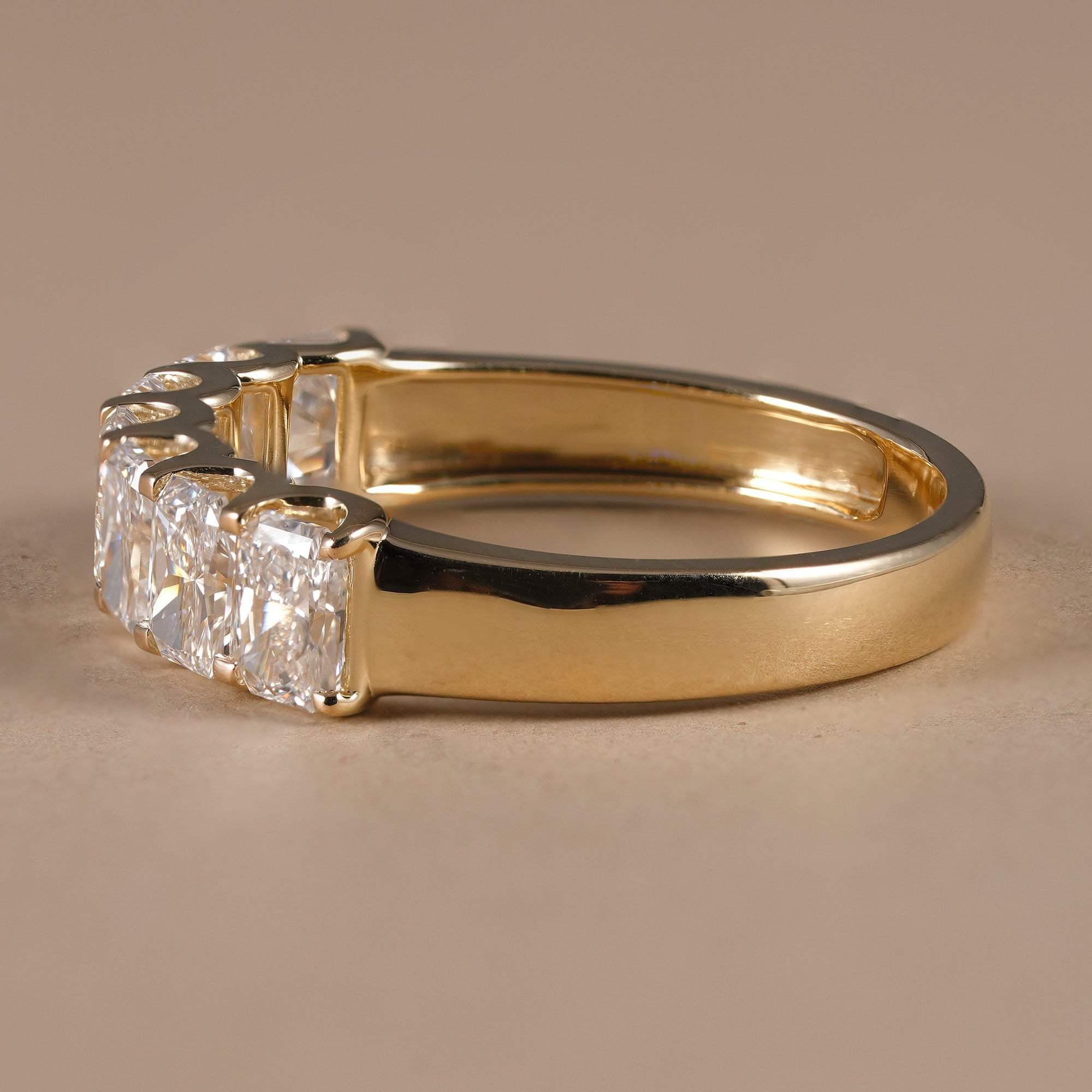 7 Stone Radiant Cut Lab Diamond Eternity Wedding Band