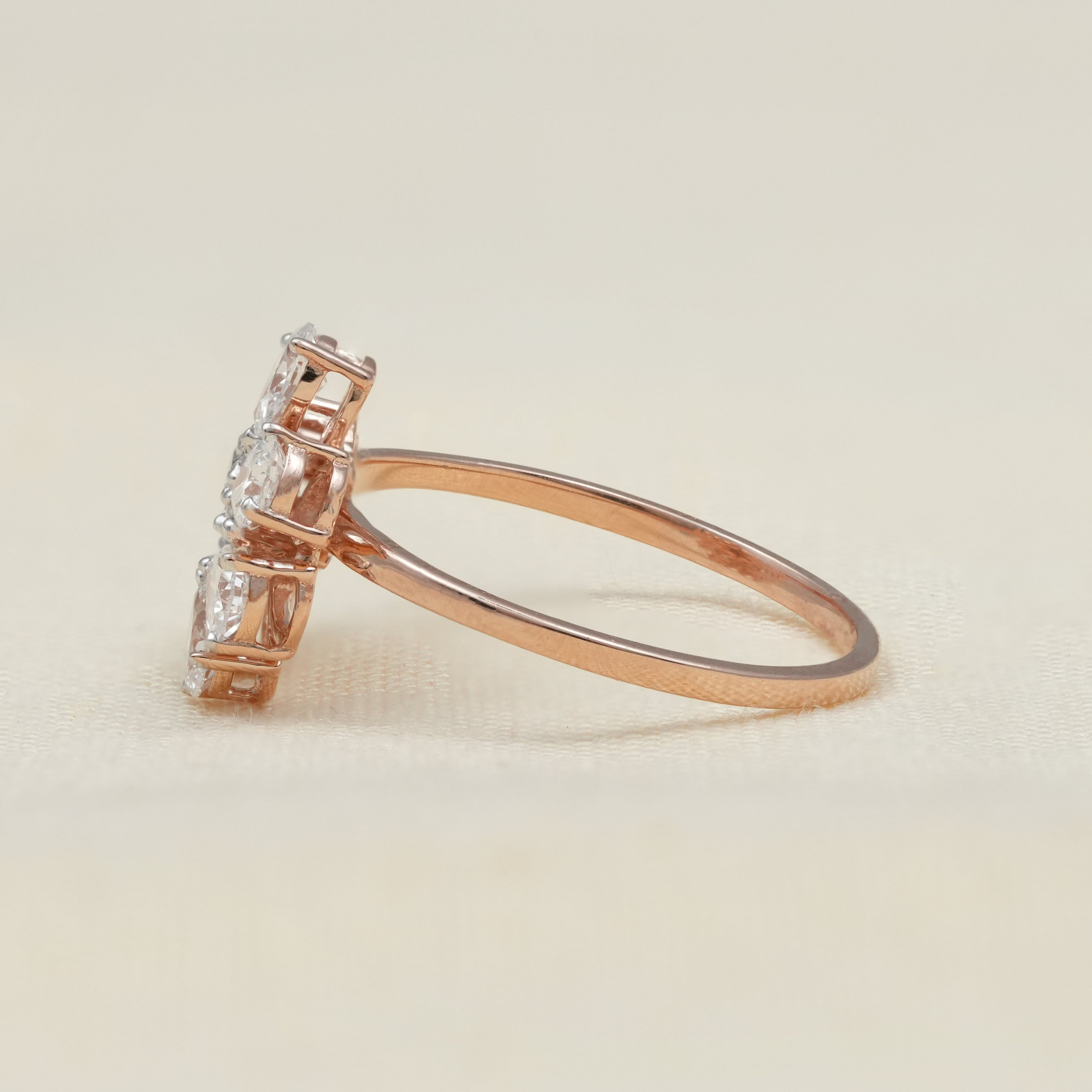 Floral Cluster Pear Lab Diamond Wedding Ring