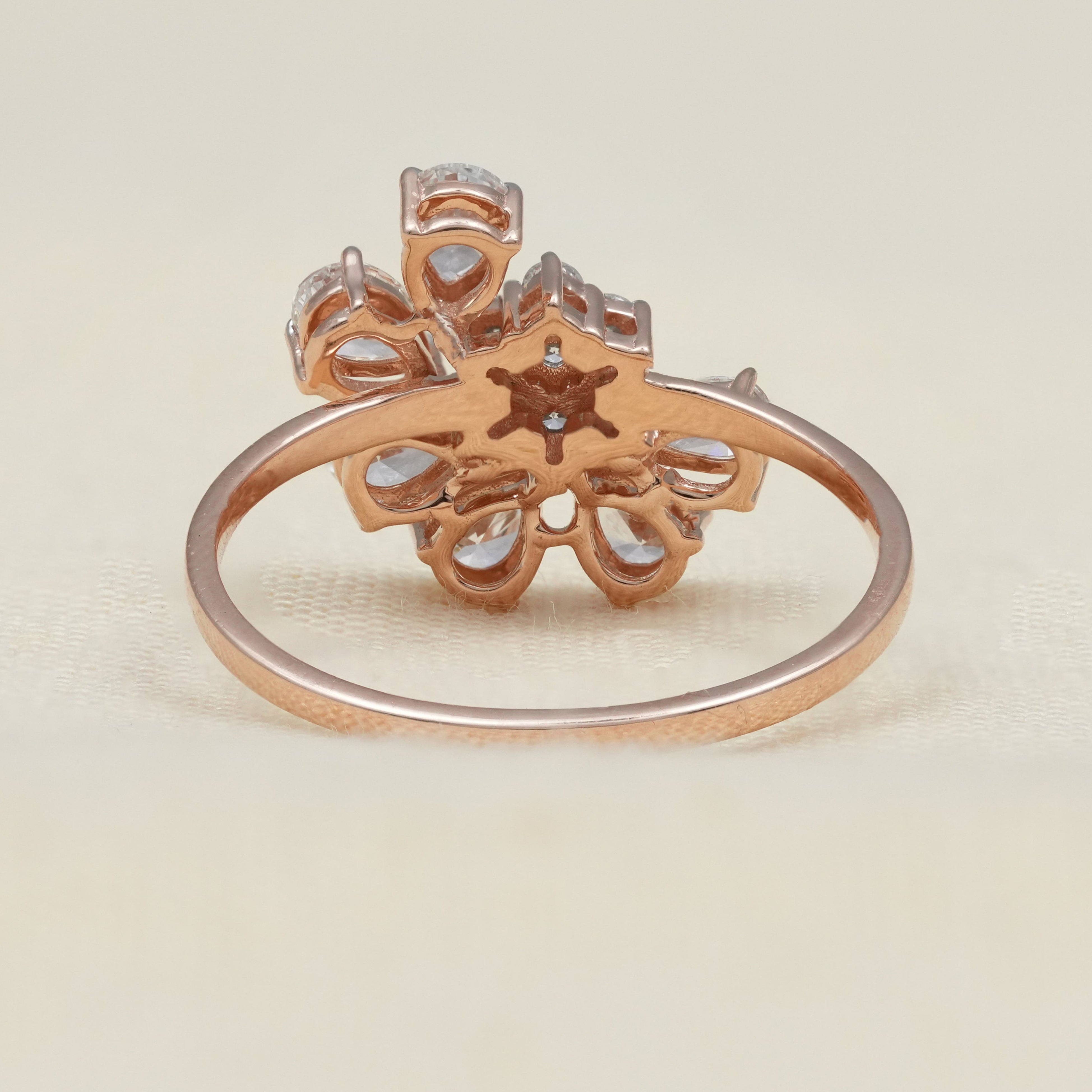Floral Cluster Pear Lab Diamond Wedding Ring