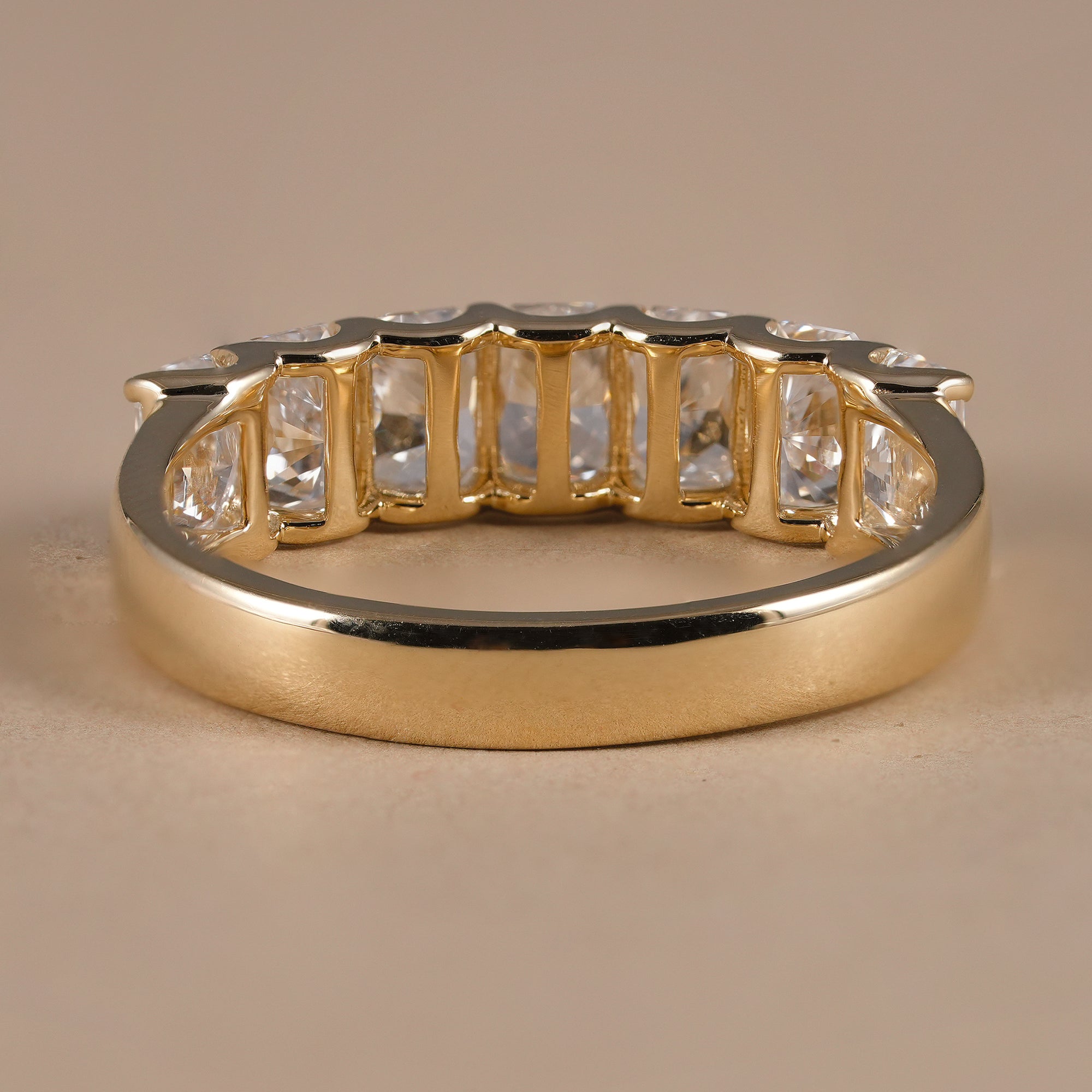 7 Stone Radiant Cut Lab Diamond Eternity Wedding Band