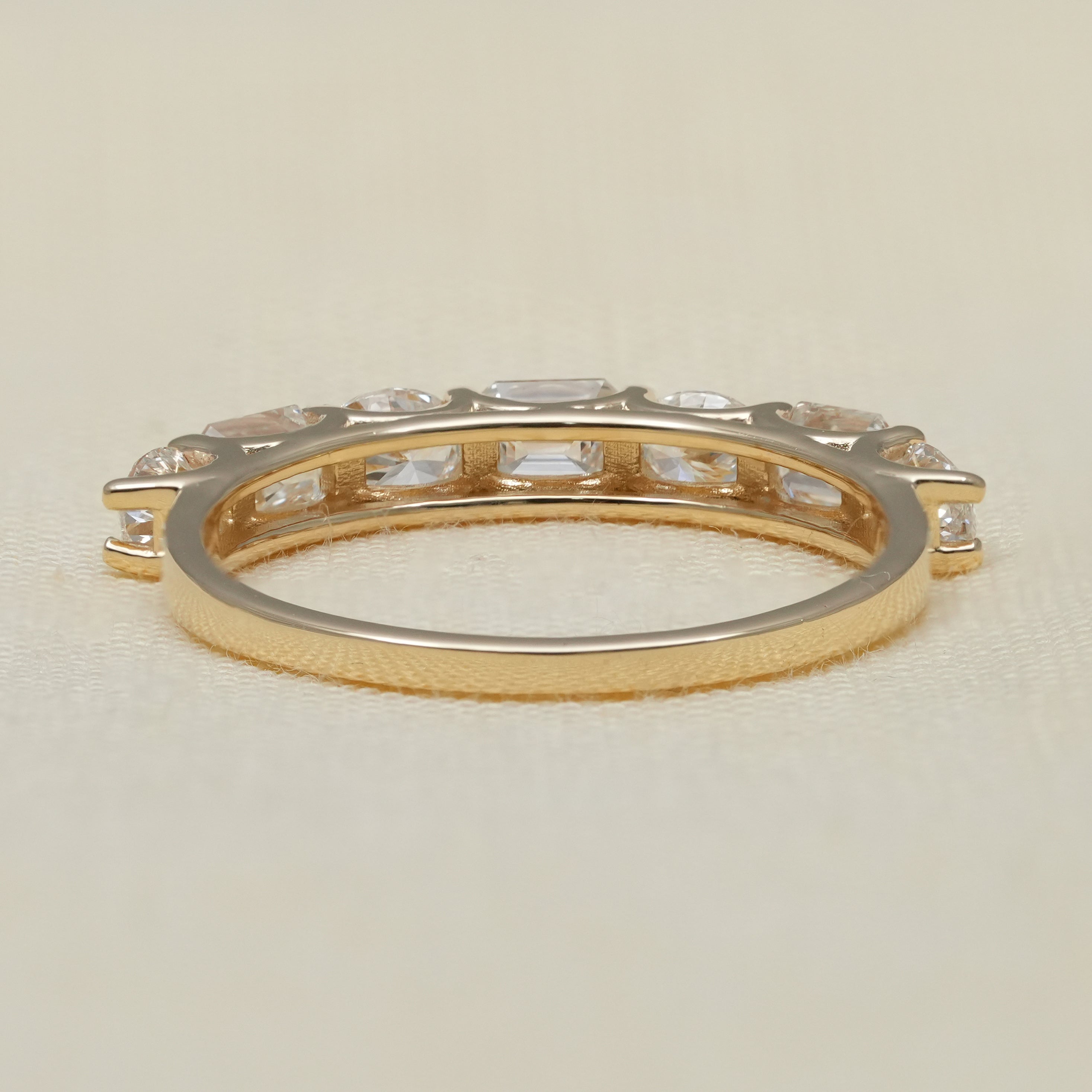 Elegant oval emerald seven stone lab grown diamond ring for anniversaries