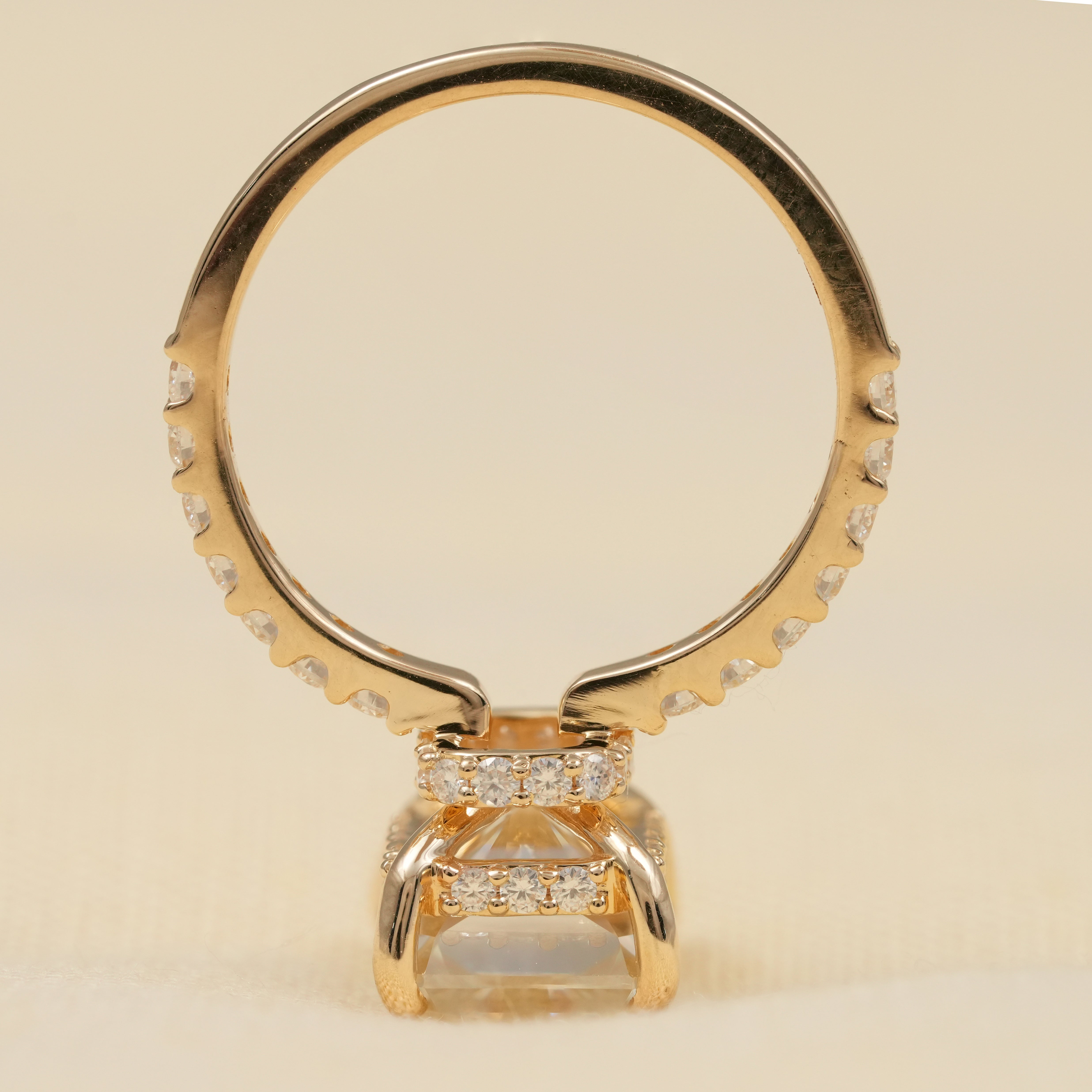 Luxury Radiant Cut Lab Diamond Hidden Halo Engagement Ring