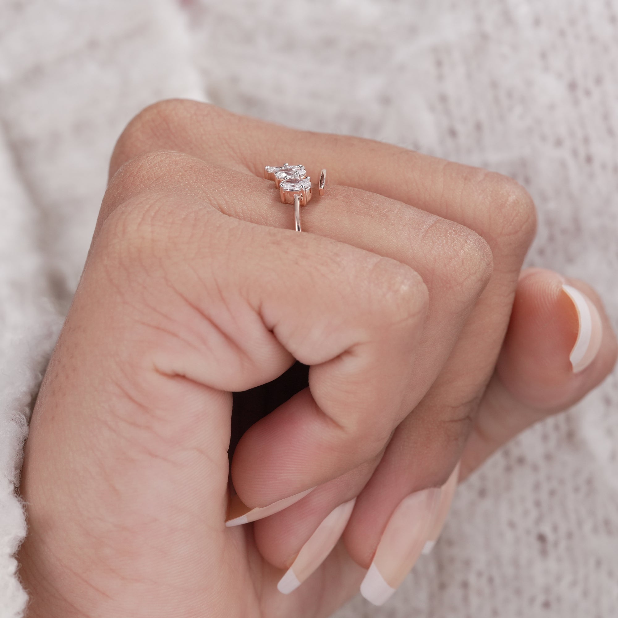 Stackable open wedding band in rose gold
