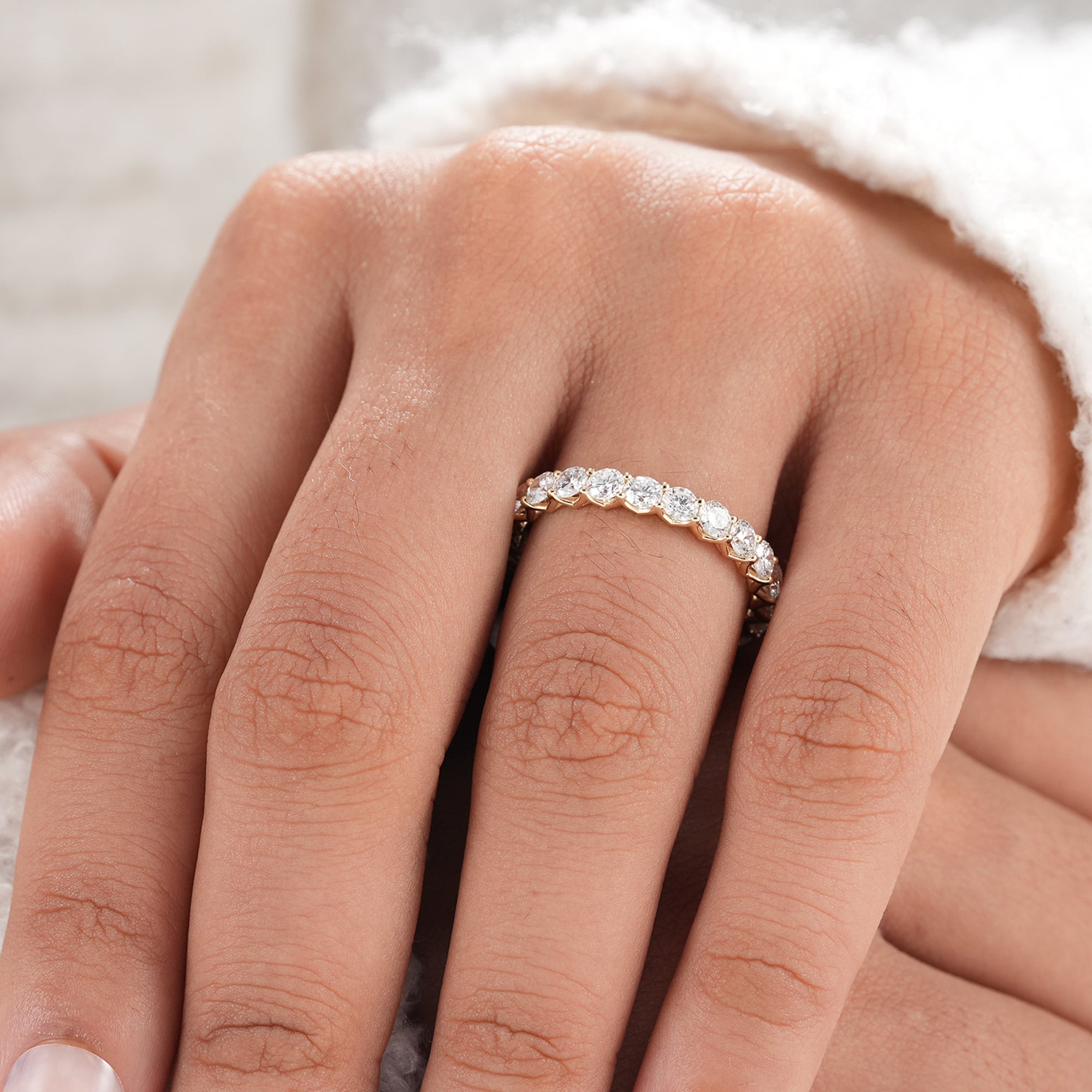 Gold round diamond eternity ring for everyday luxury.