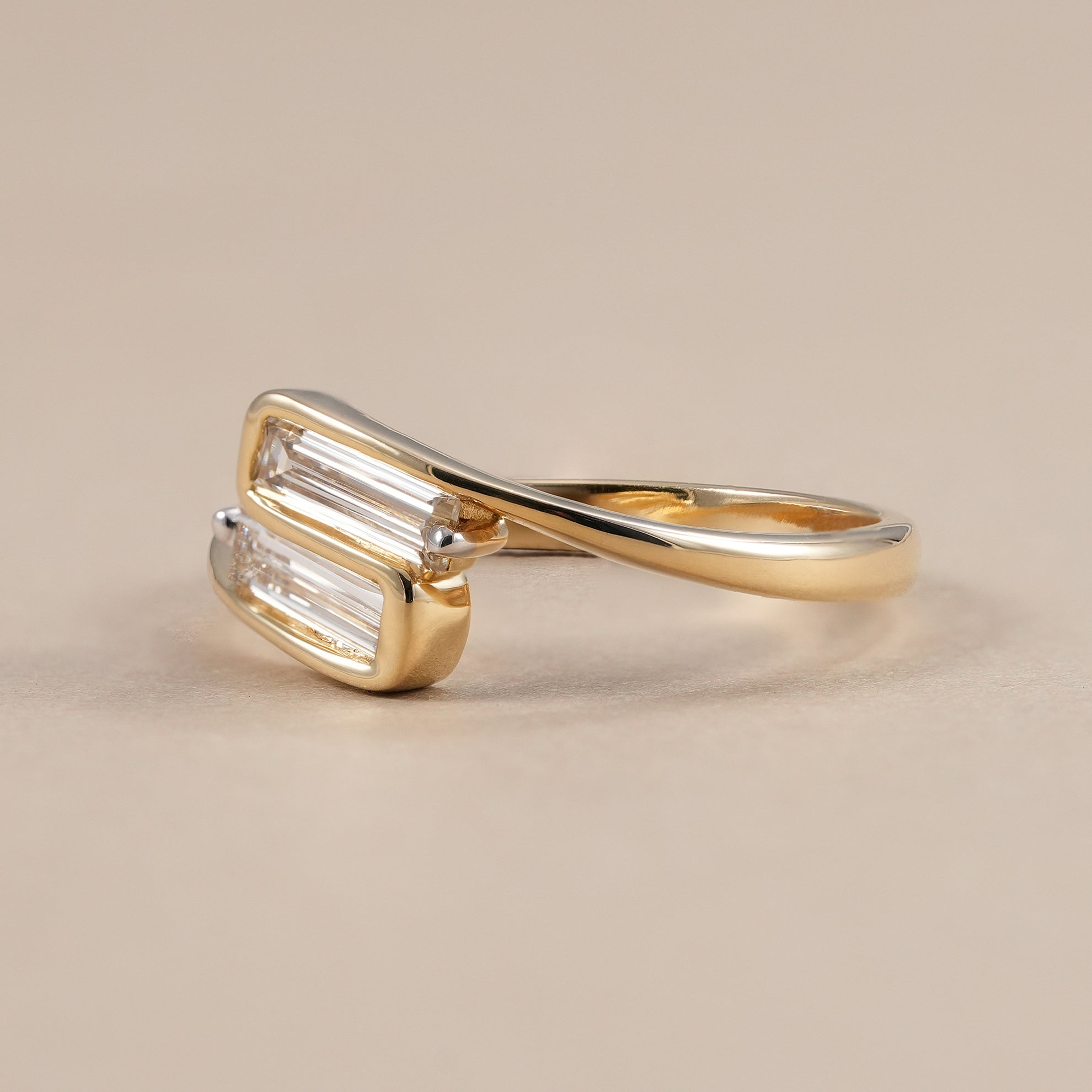 Dual stone baguette lab diamond wedding band for women