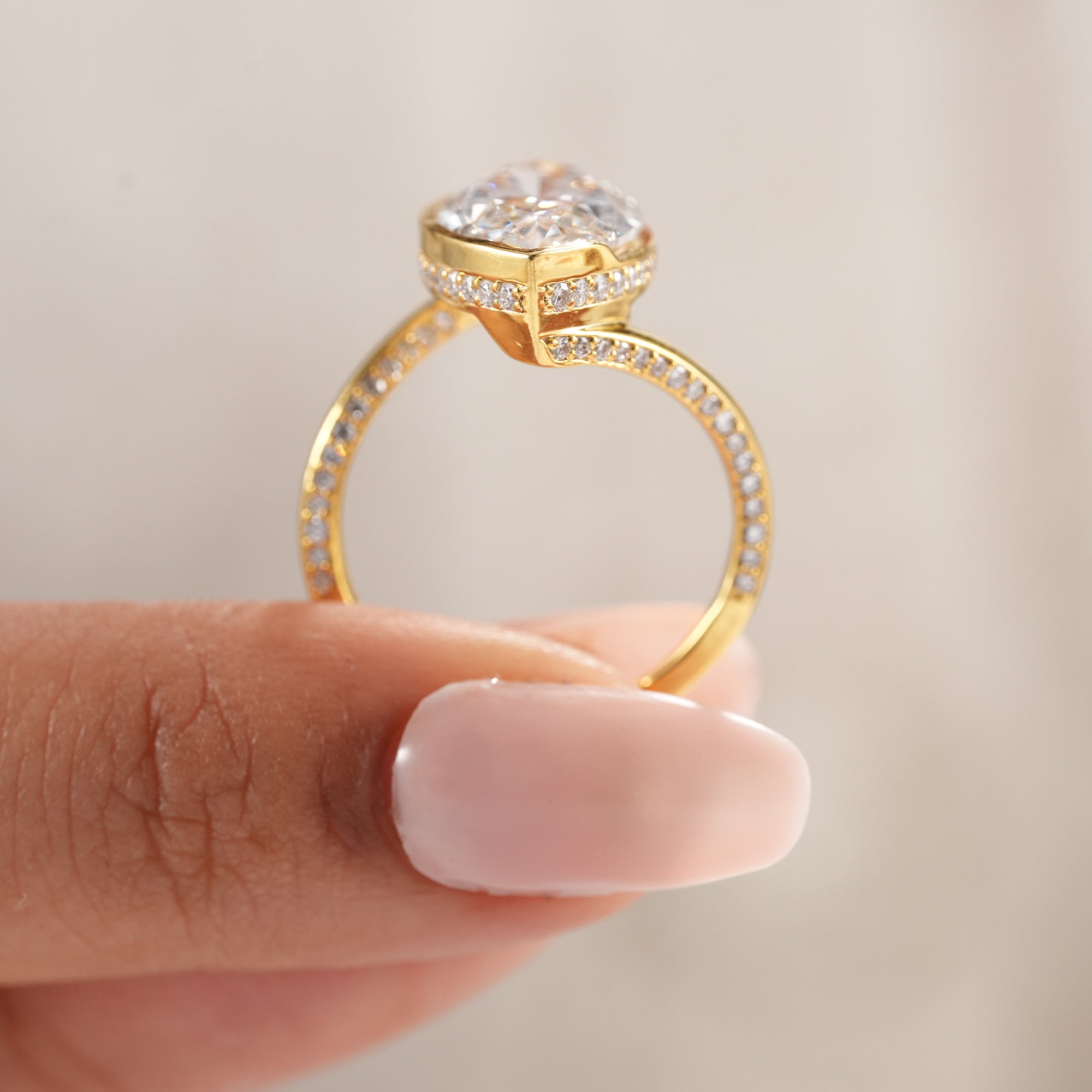 Luxury bridal ring featuring marquise lab grown diamond.