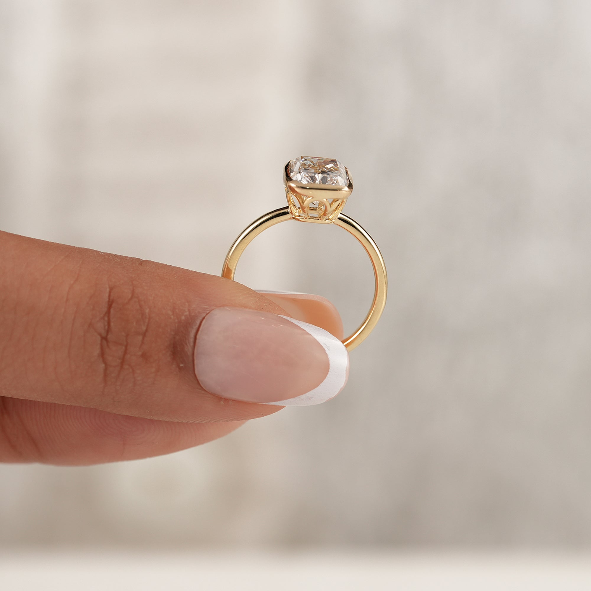 Classic radiant bezel set promise ring